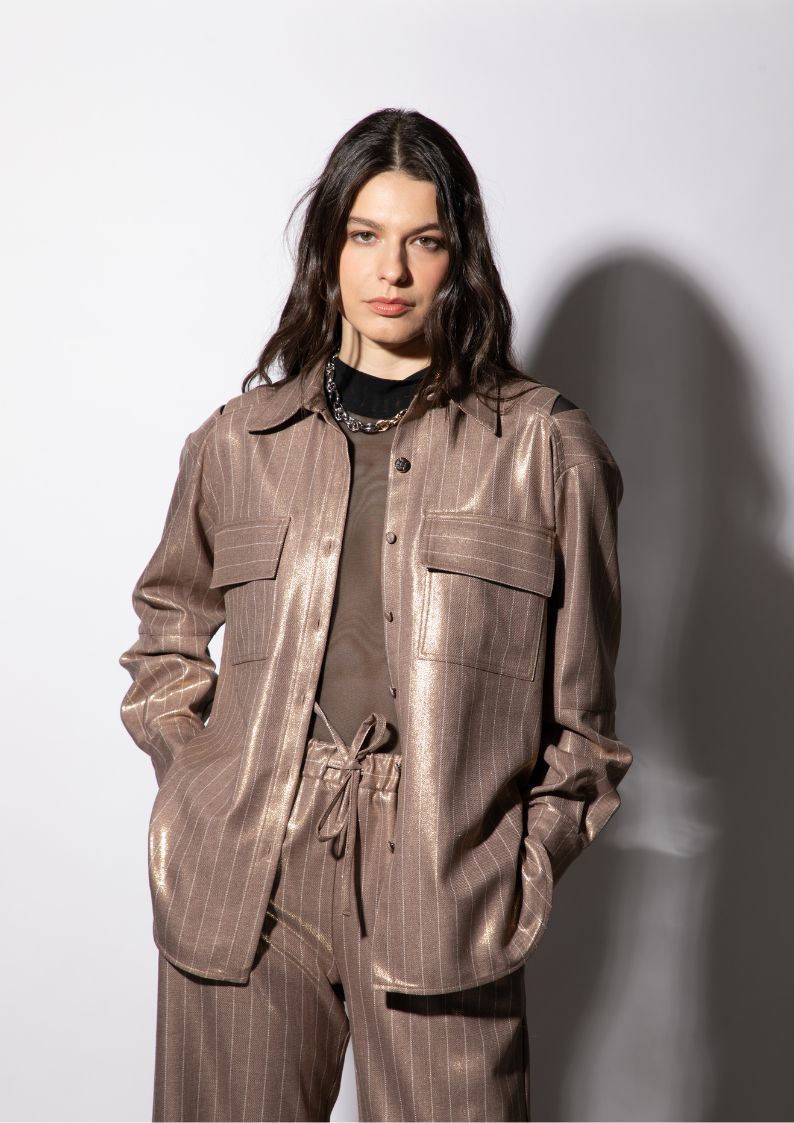 Veste cappuccino Cléa épaules ajourées