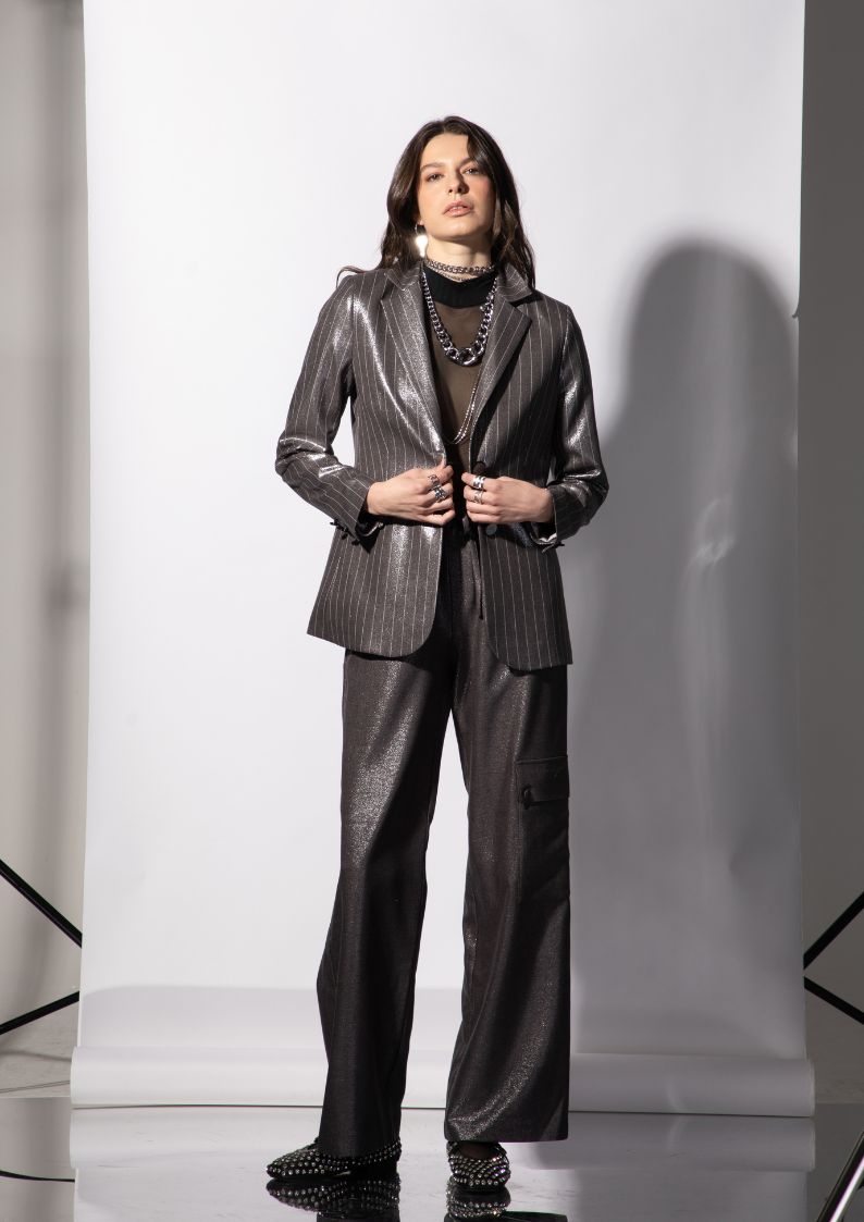 Blazer rayé Ana Bleu acier