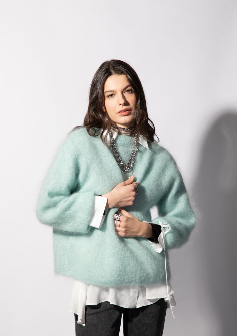 Pull col rond en mohair Jade
