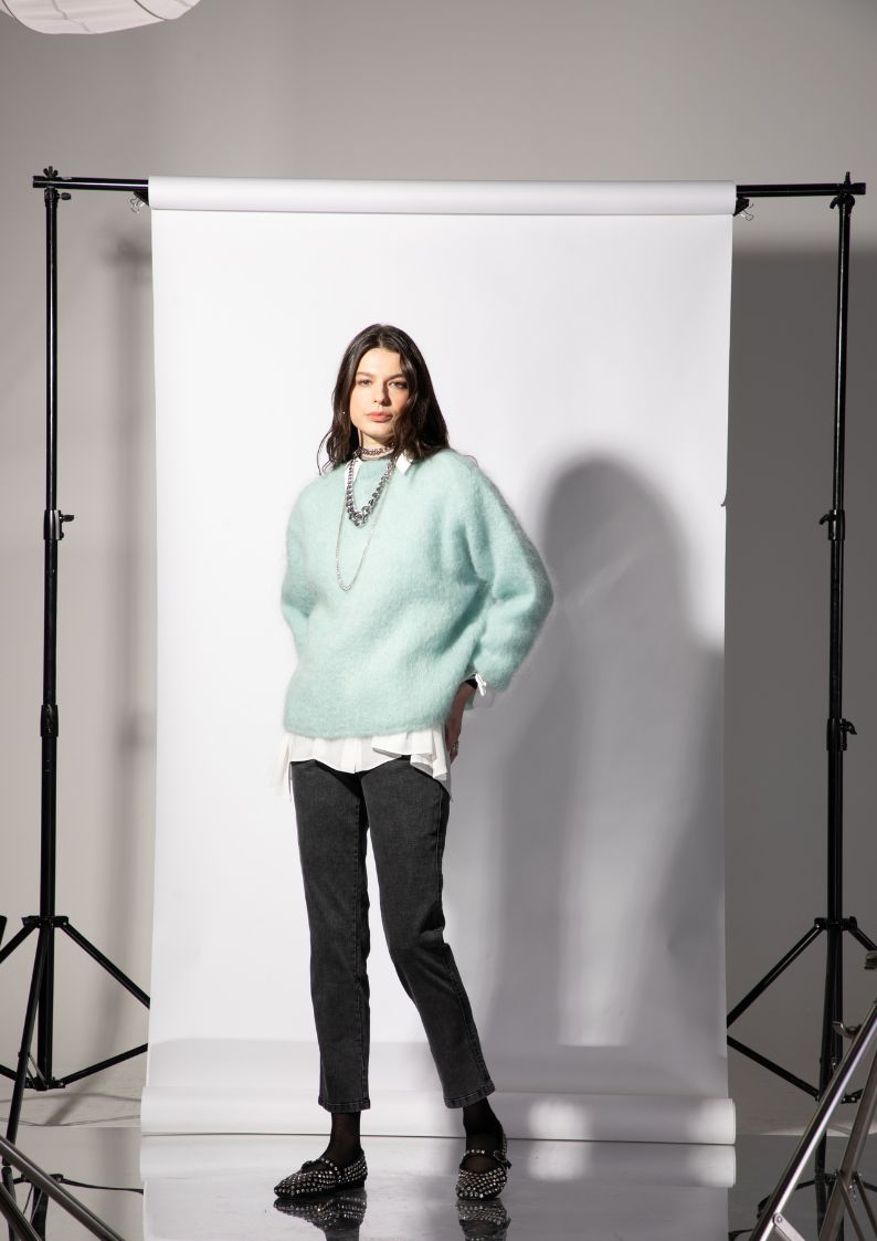 Pull col rond en mohair Jade