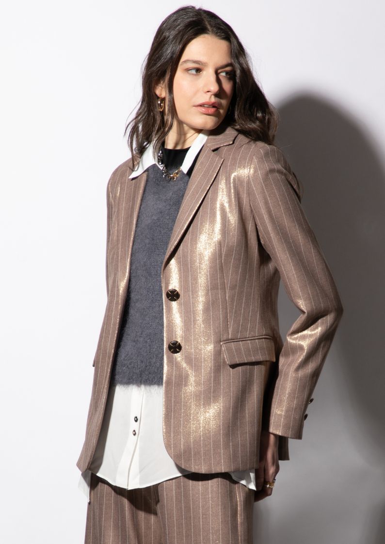 Veste blazer rayé Ana Cappuccino
