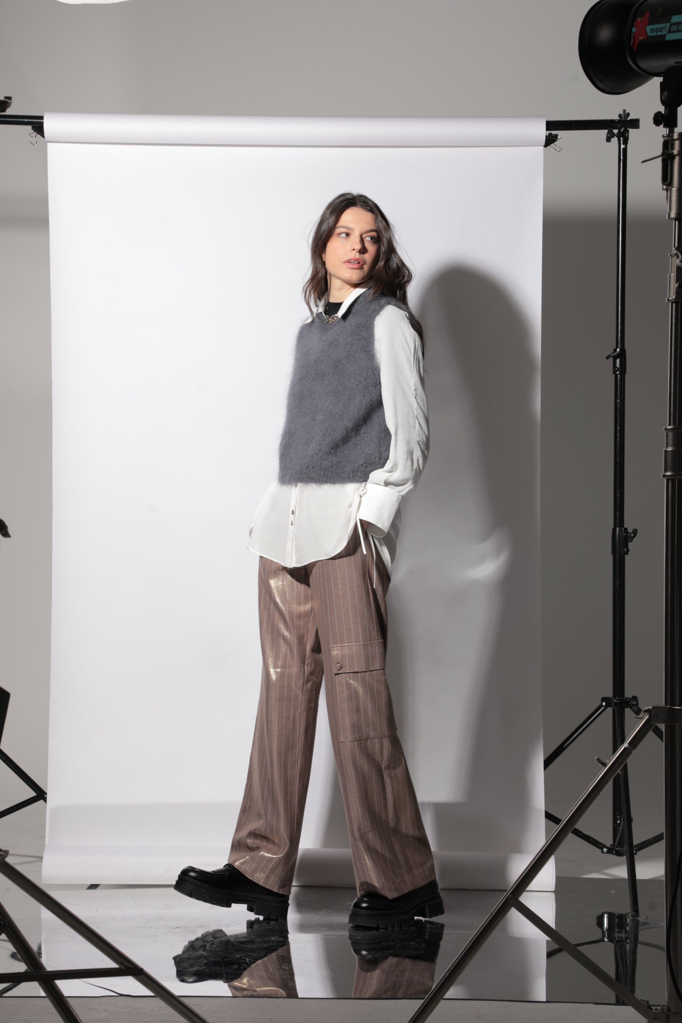 Pull sans manches gris Léa