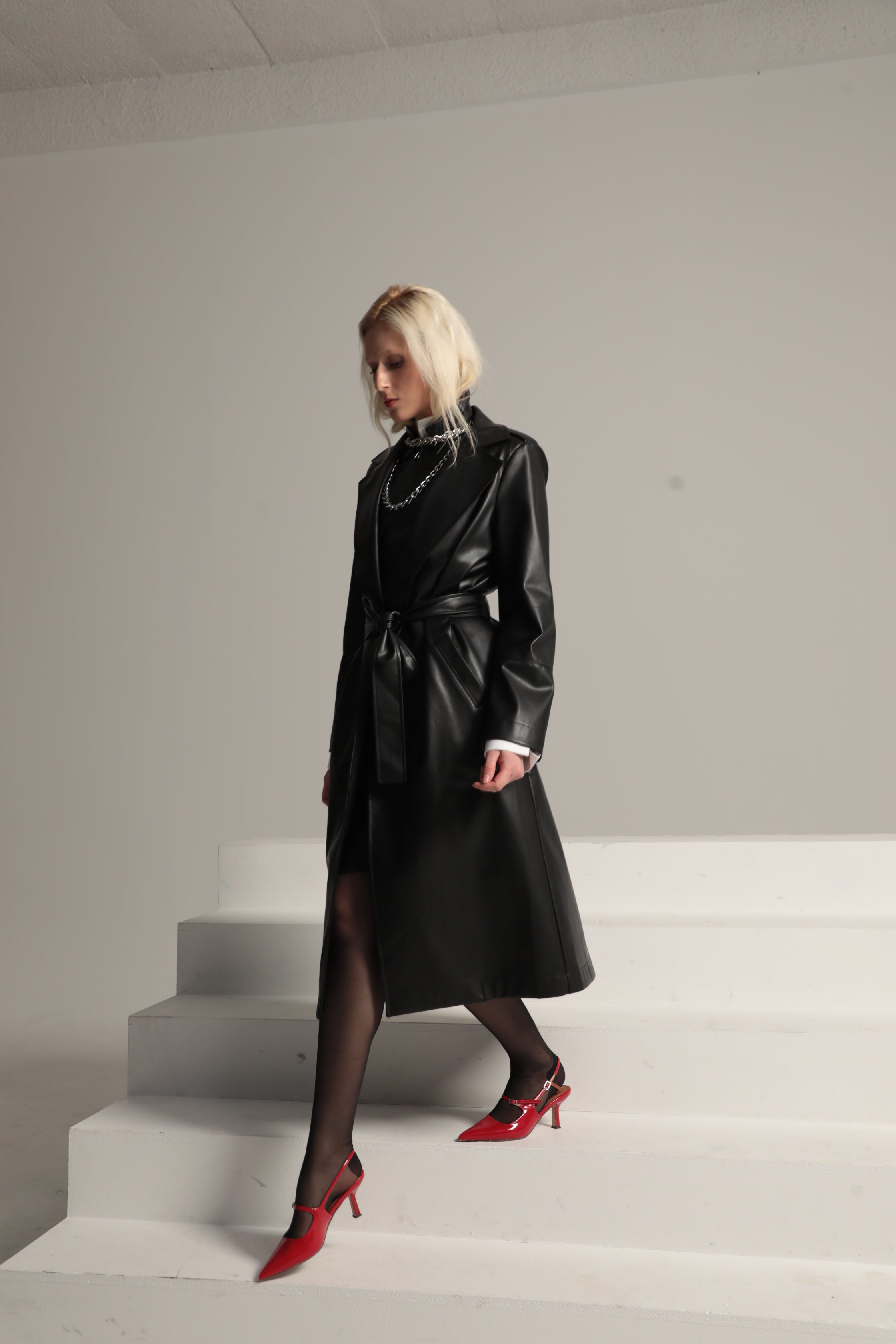 Trench Bruna en cuir vegan Noir