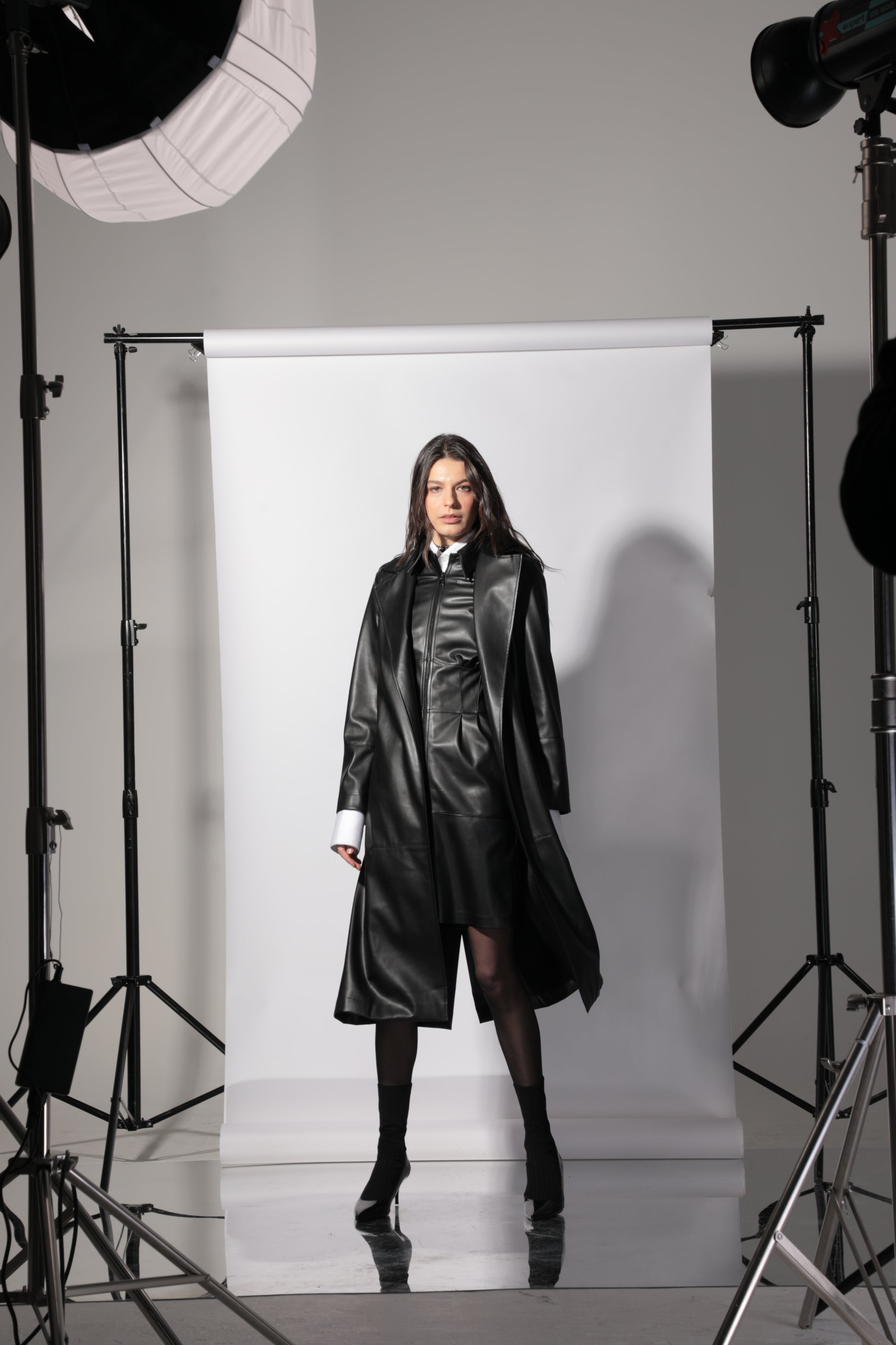 Trench Bruna en cuir vegan Noir