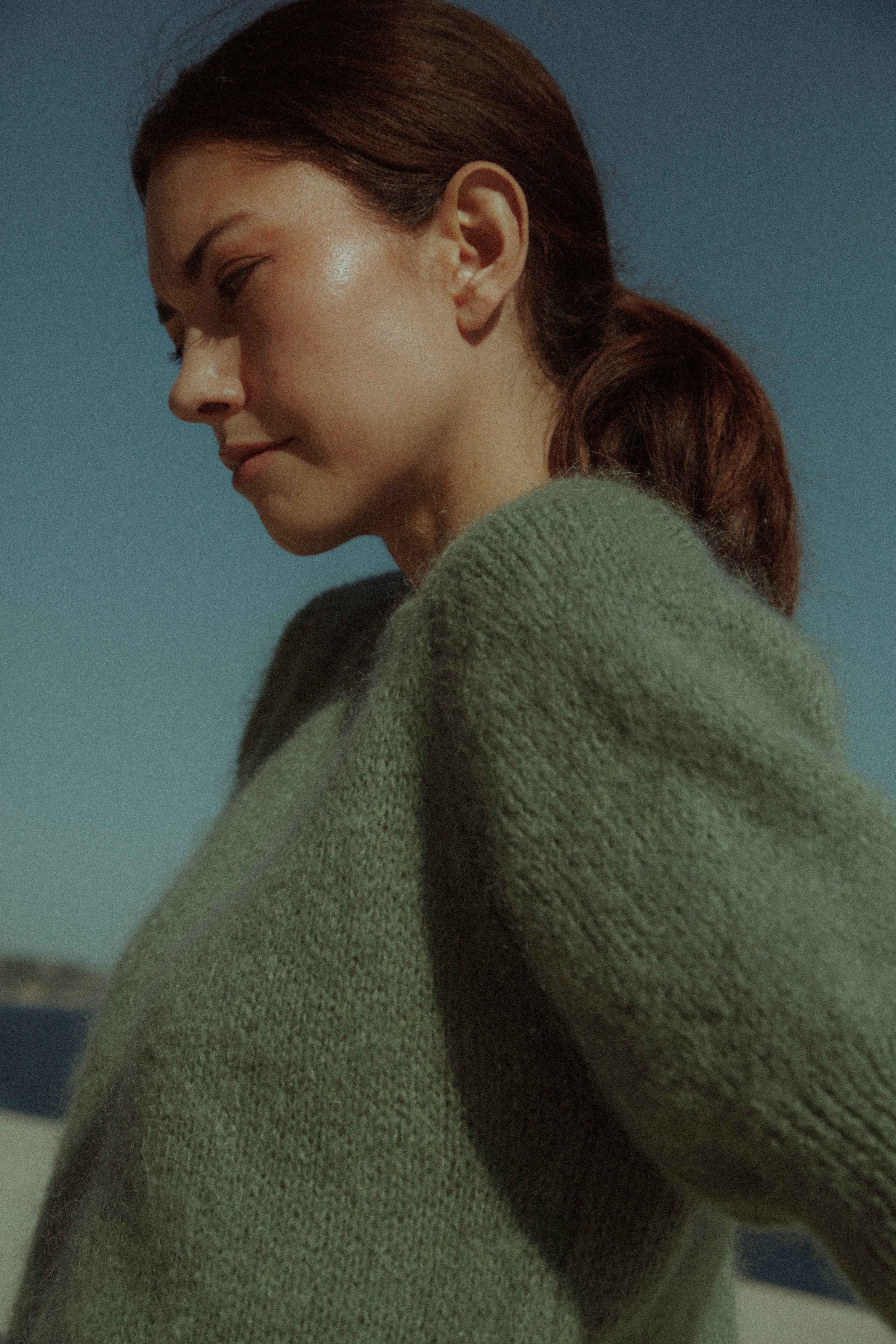 Pull Liza en mohair à manches courtes jade