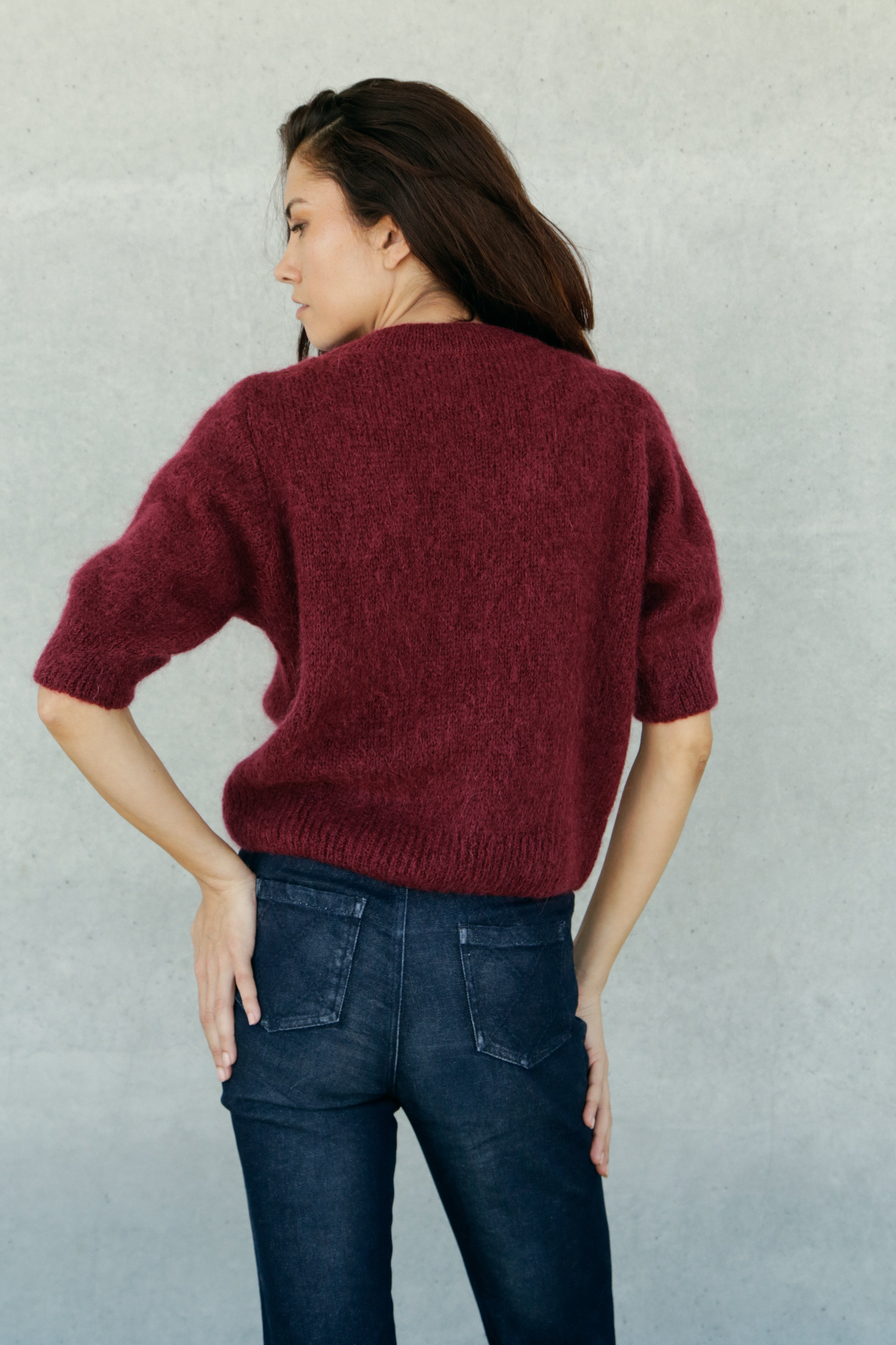 Pull Liza en mohair à manches courte Wine