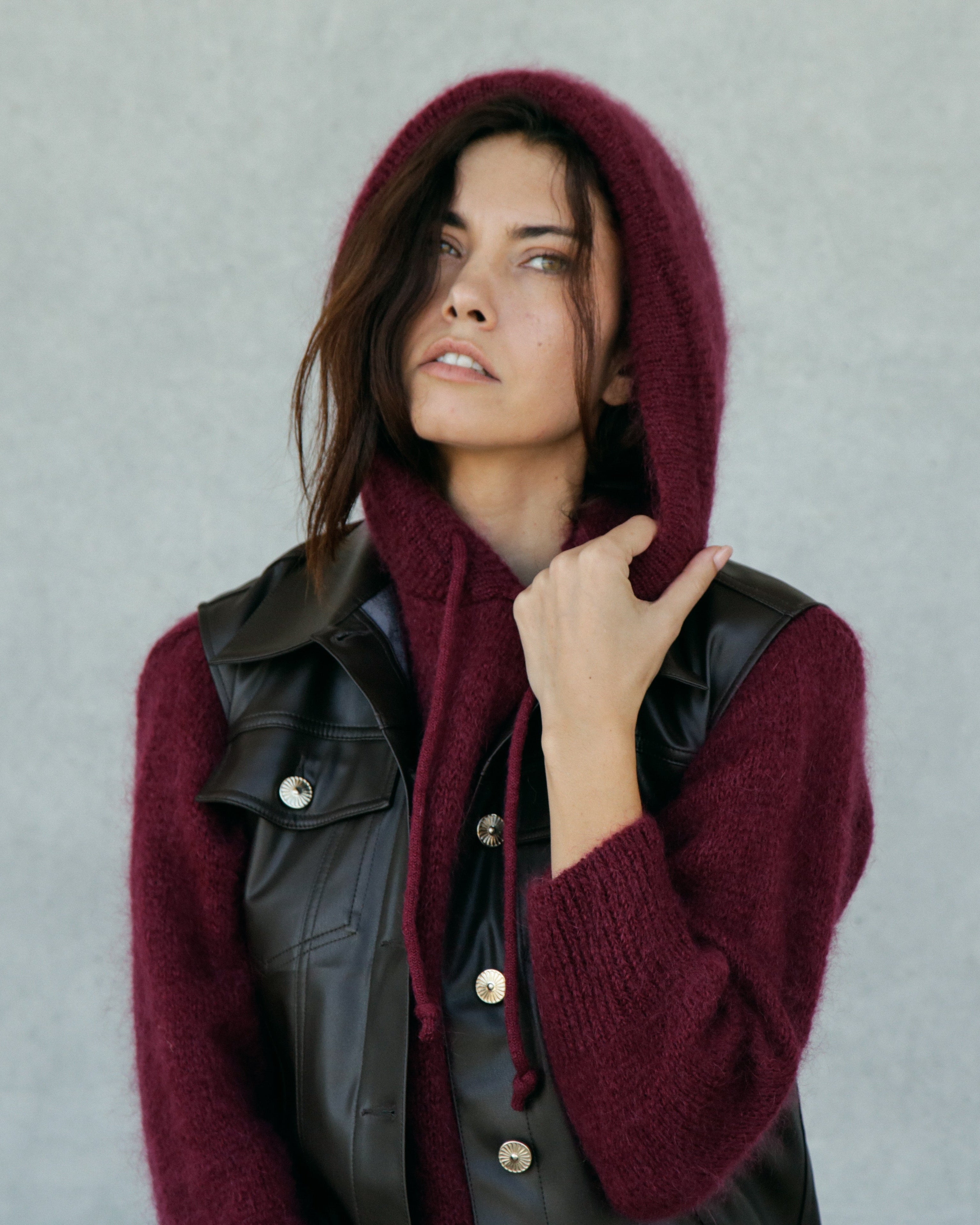 Sweat Gulia en mohair à capuche Wine