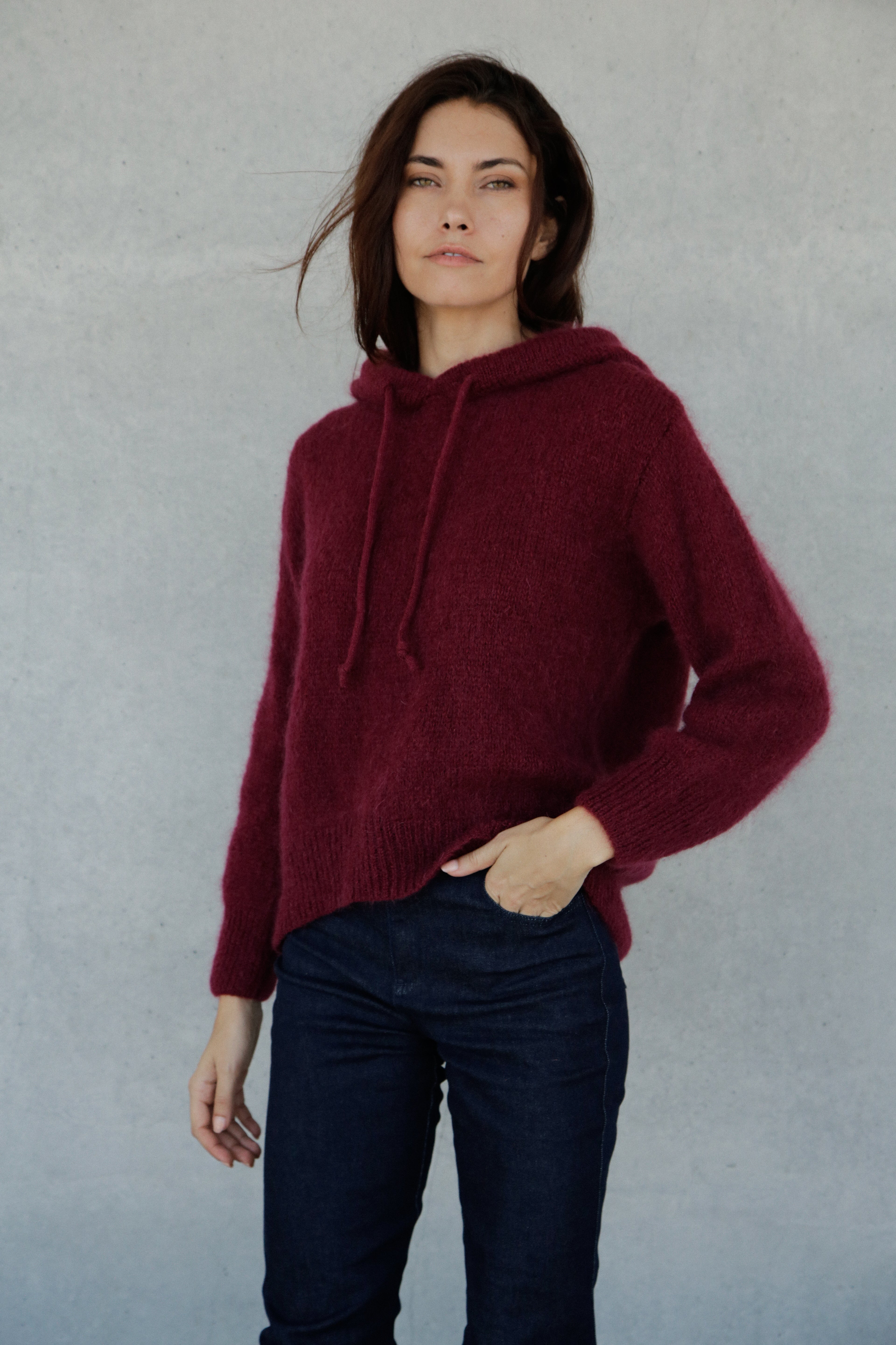 Sweat Gulia en mohair à capuche Wine