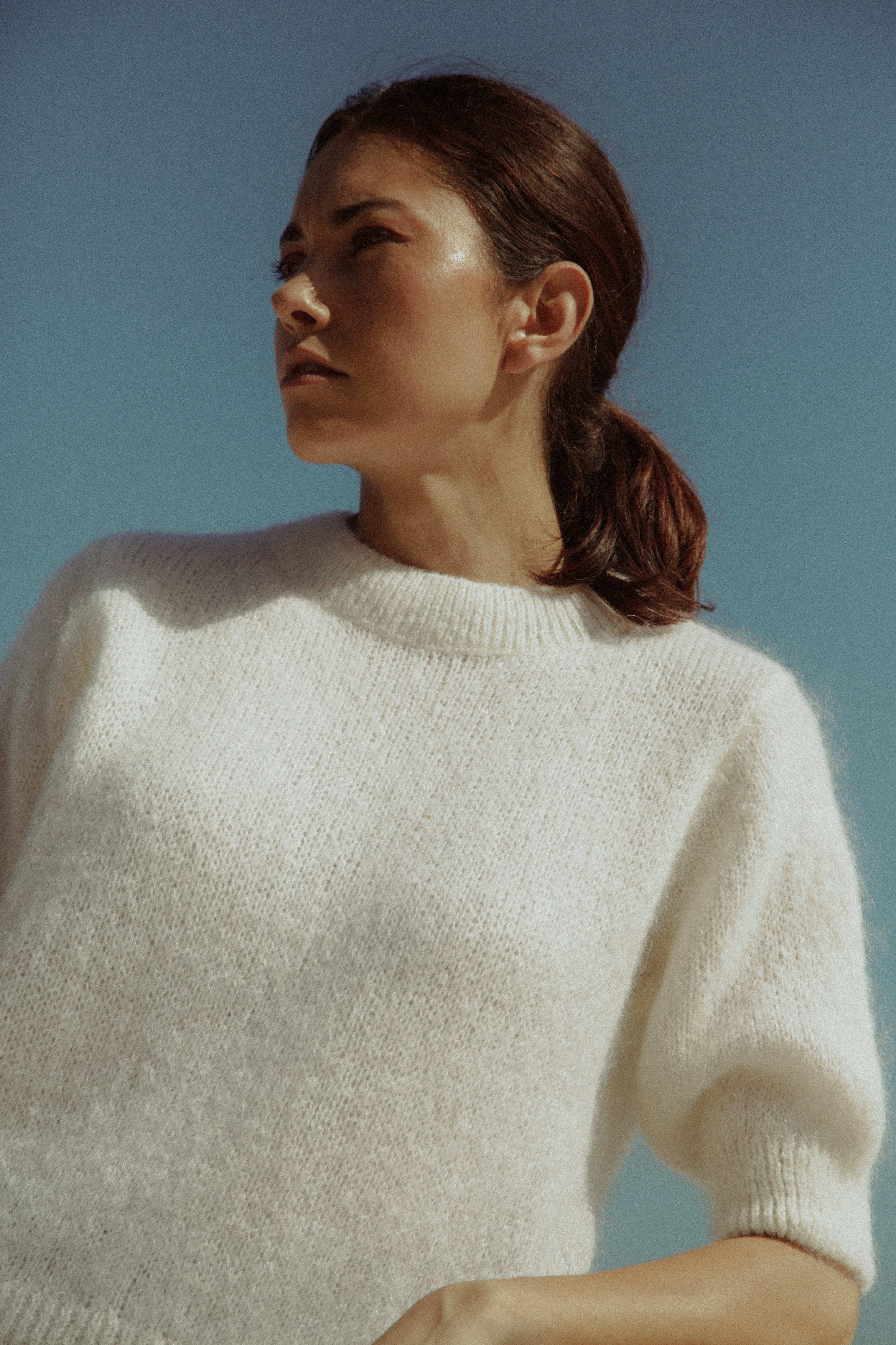 Pull Liza en mohair à manches courte Blanc