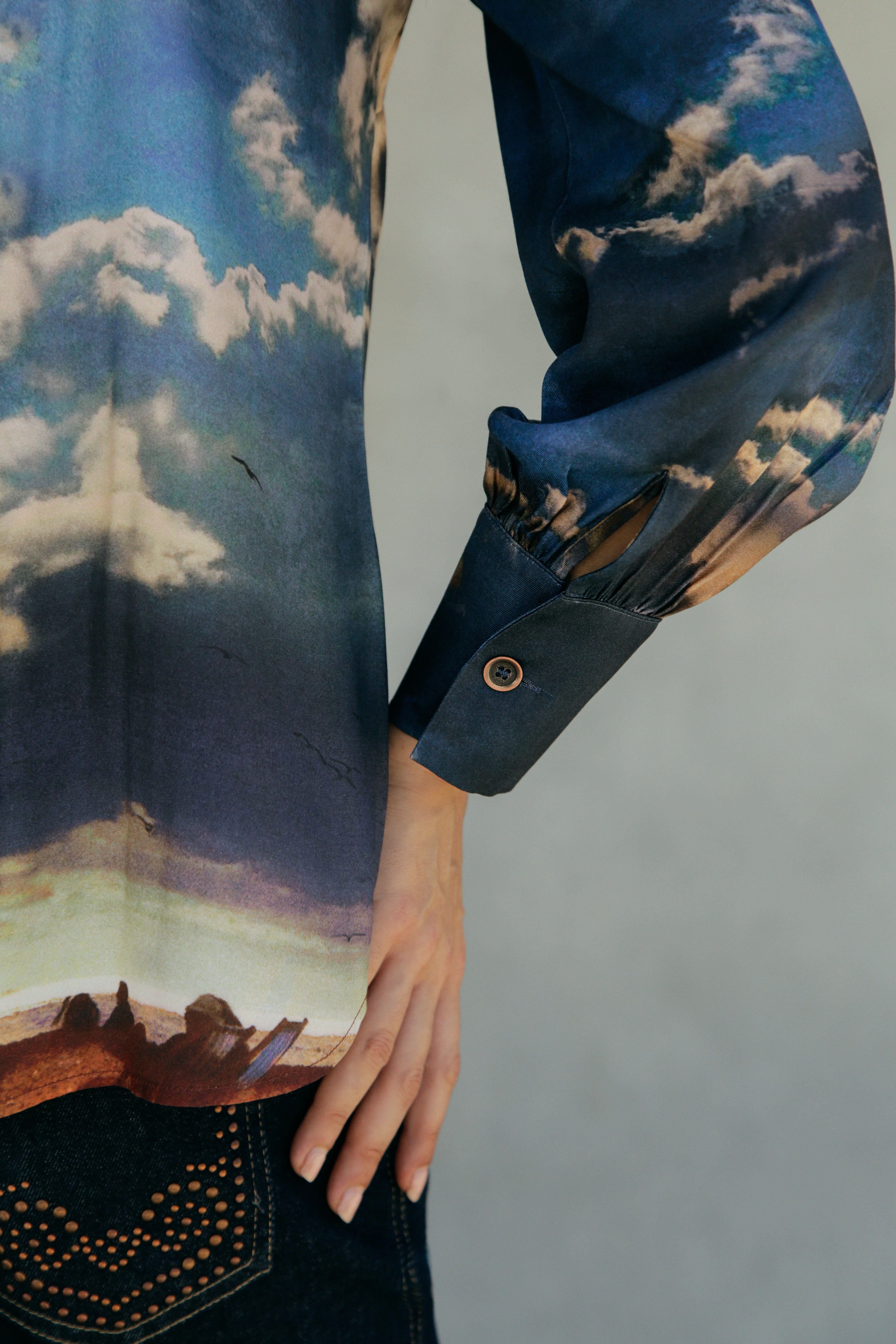 Chemise Aimé en viscose manches longues imprimé "nuage"