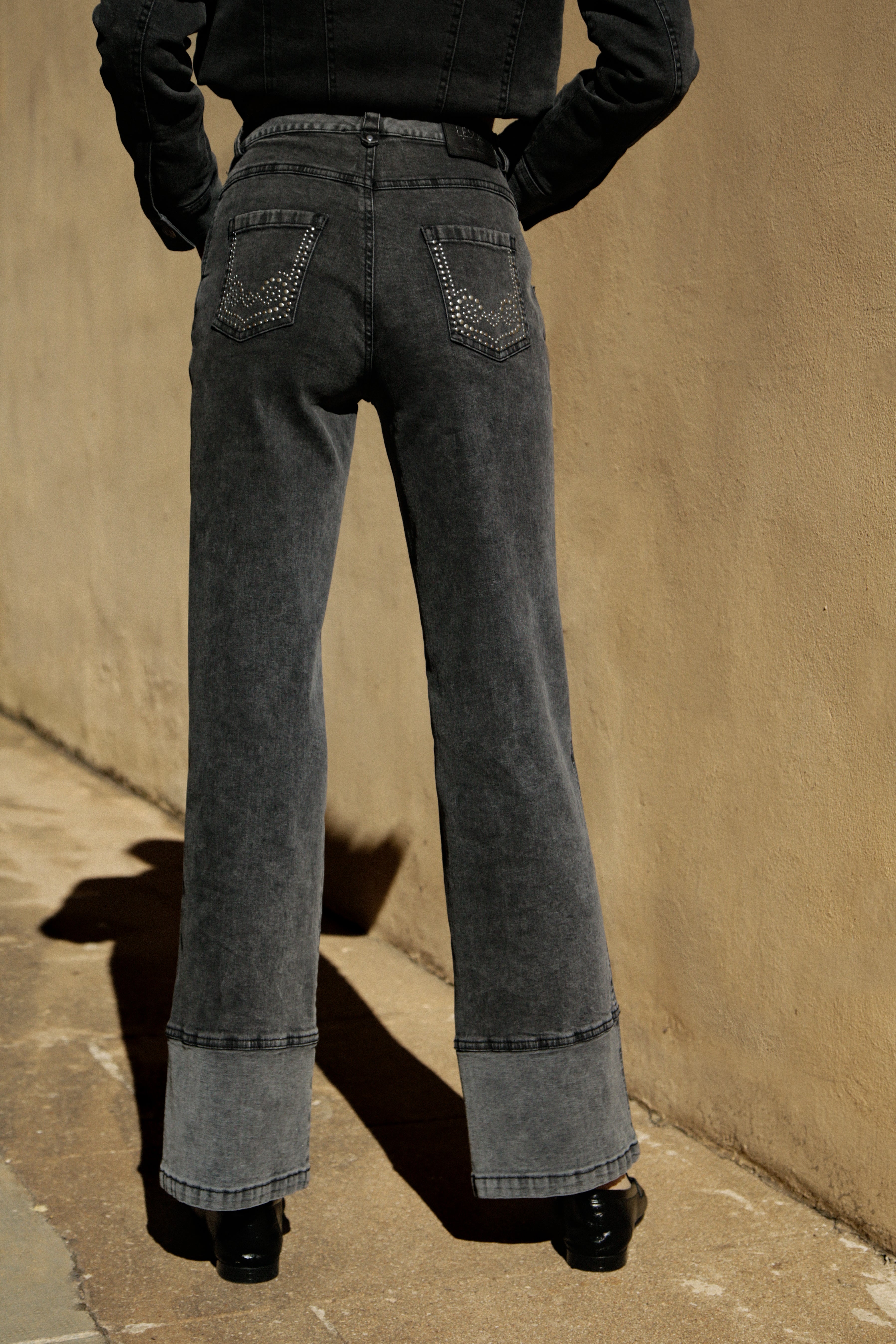 Jeans évasé Odyle en denim gris