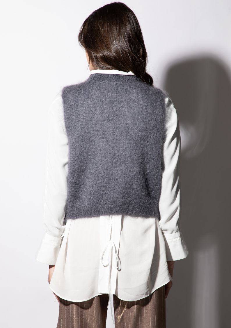 Pull sans manches gris Léa