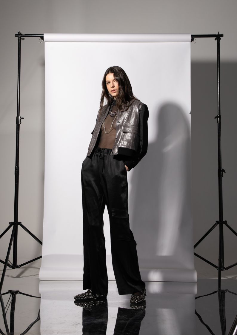 Blouson Bleu acier rayé Dora