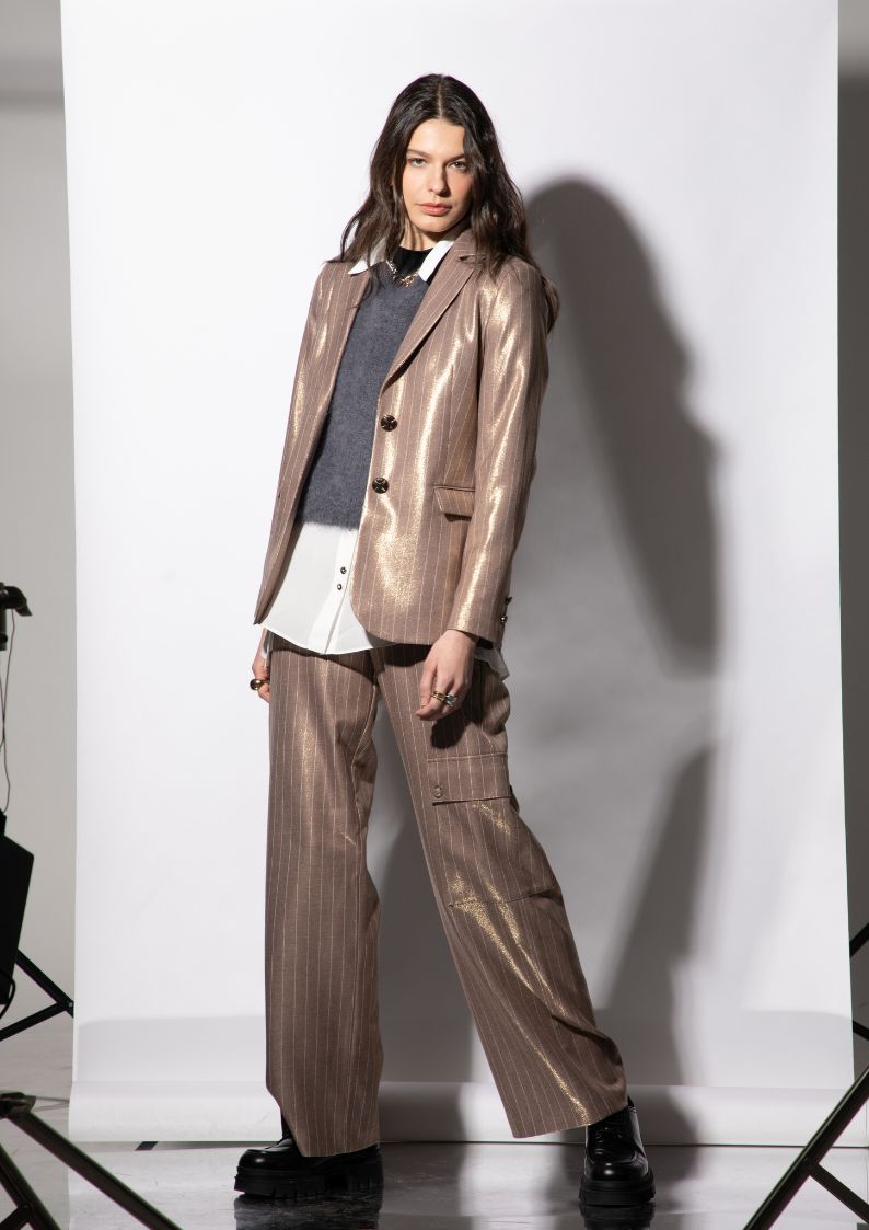 Veste blazer rayé Ana Cappuccino
