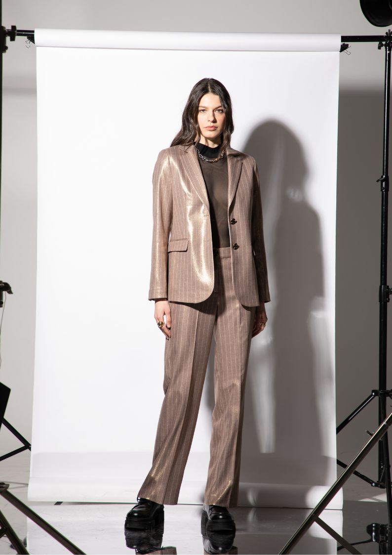 Veste blazer rayé Ana Cappuccino