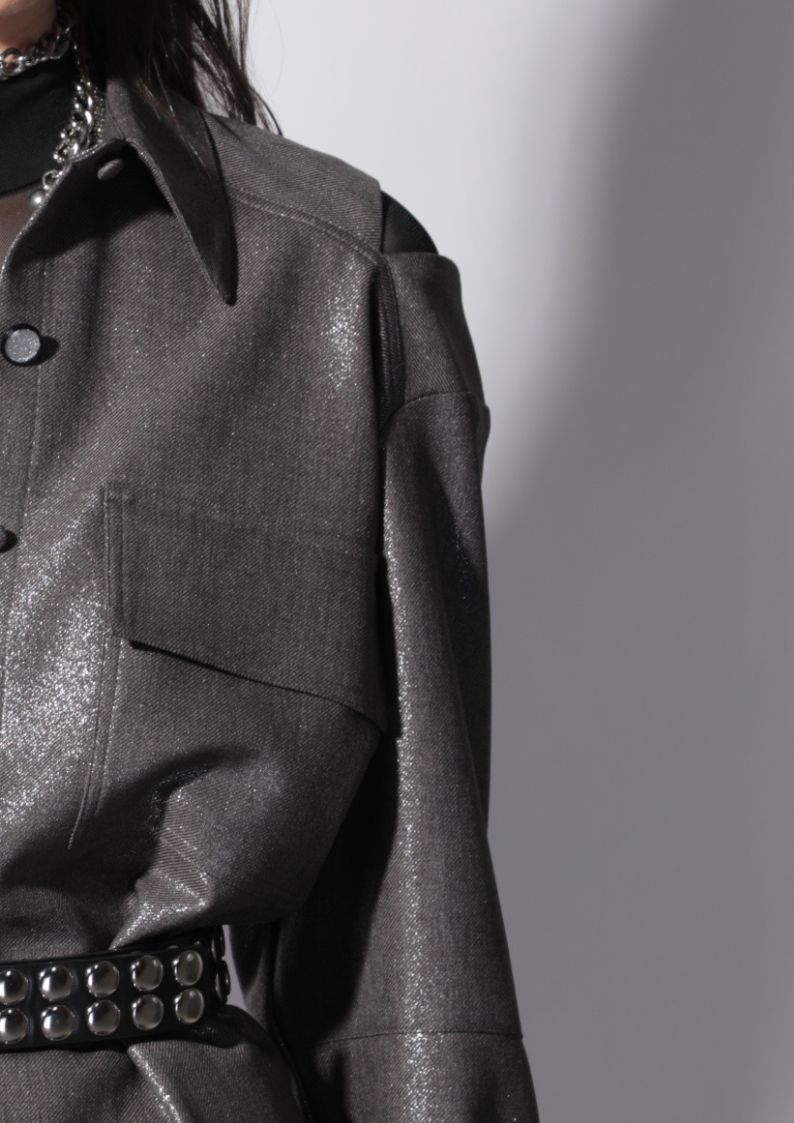 Veste Cléa silver épaules ajourées