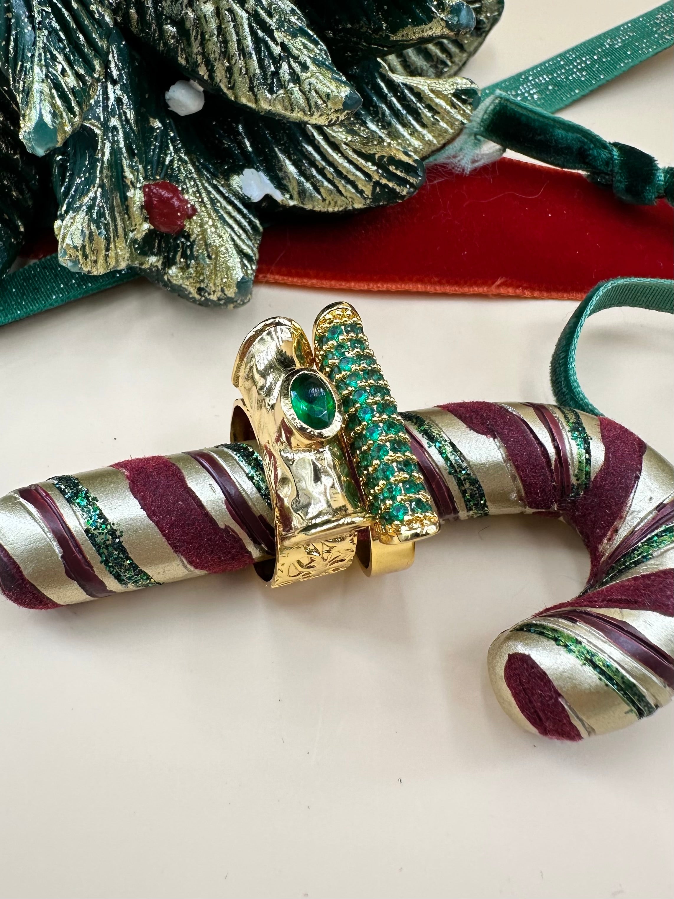 Duo de bagues Sia et Riviera émeraude