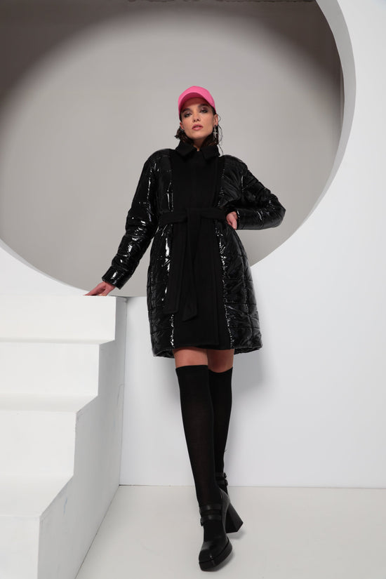 Manteau MIRANY - Bi-Matière Noir