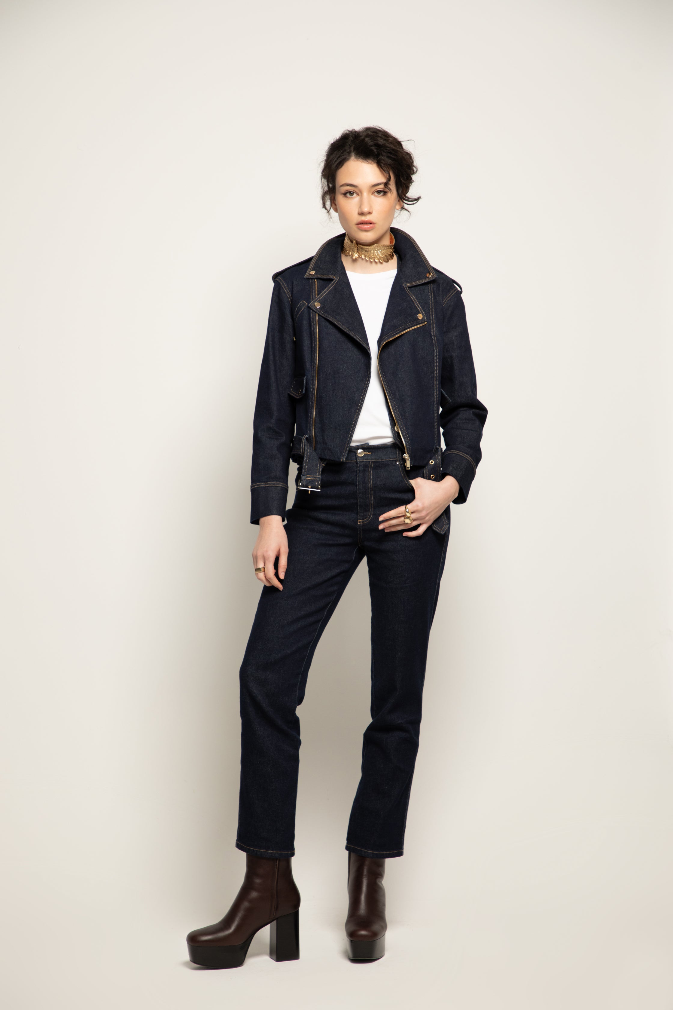 Blouson perfecto BILLIE en jeans éco-responsable