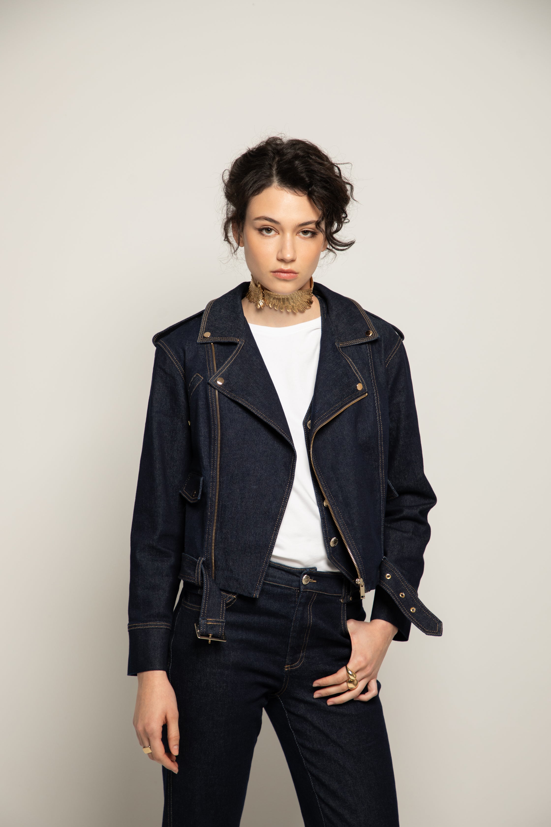 Blouson perfecto BILLIE en jeans éco-responsable