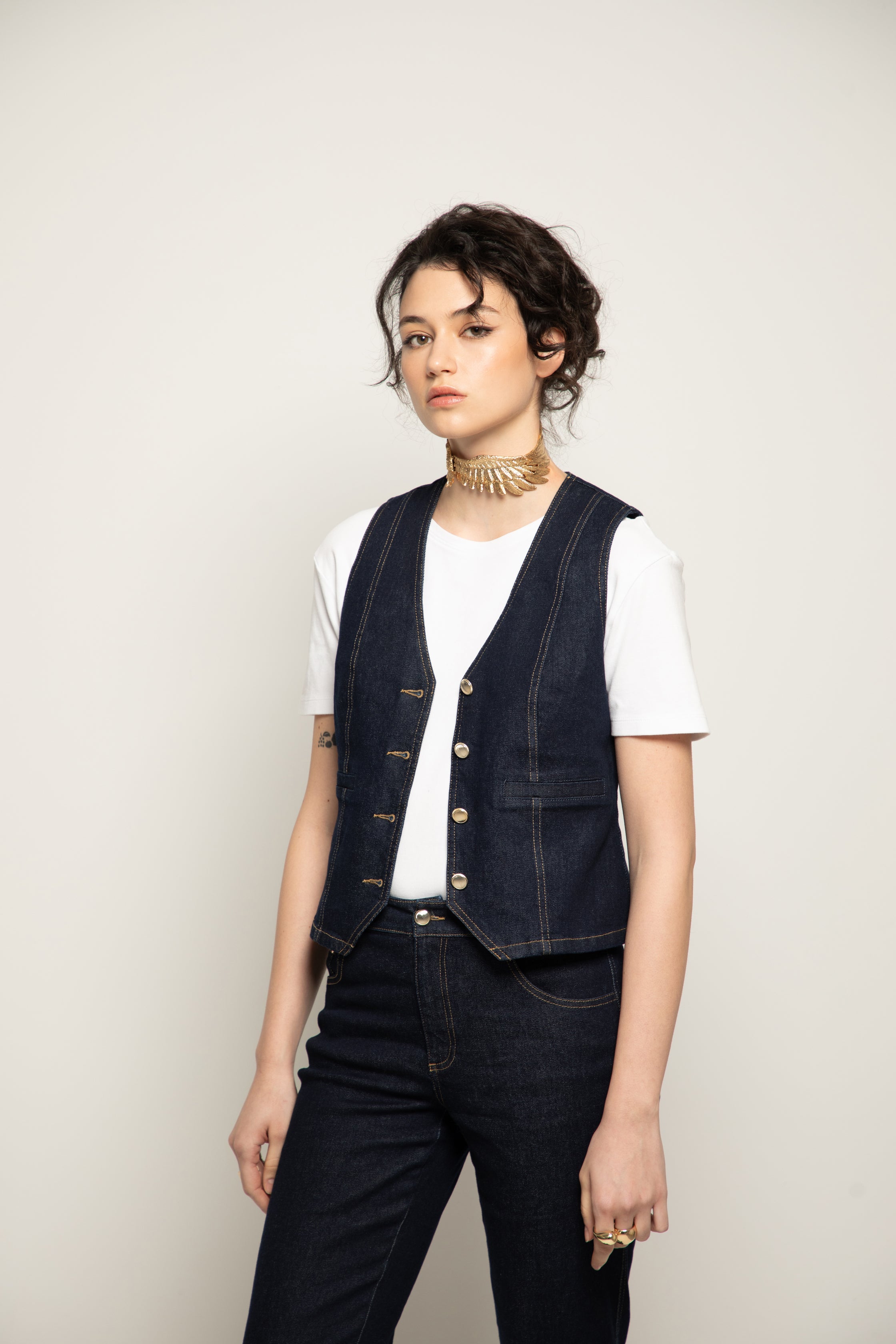 Gilet sans manches GIORGIA en denim éco responsable