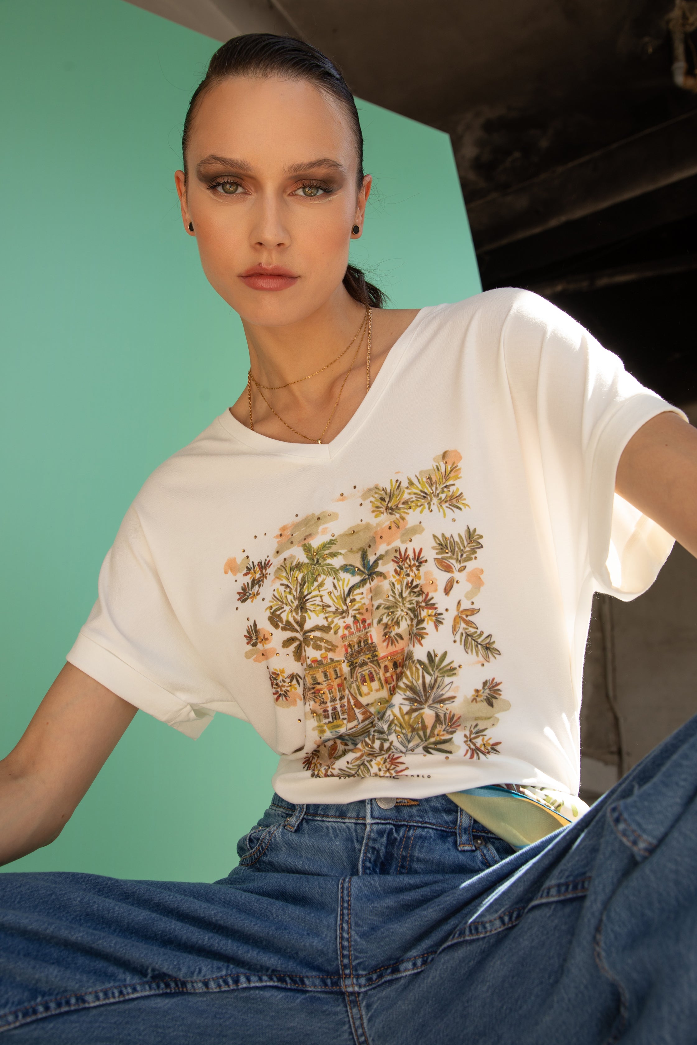 T-Shirt Clara en jersey de viscose & motif exclusif