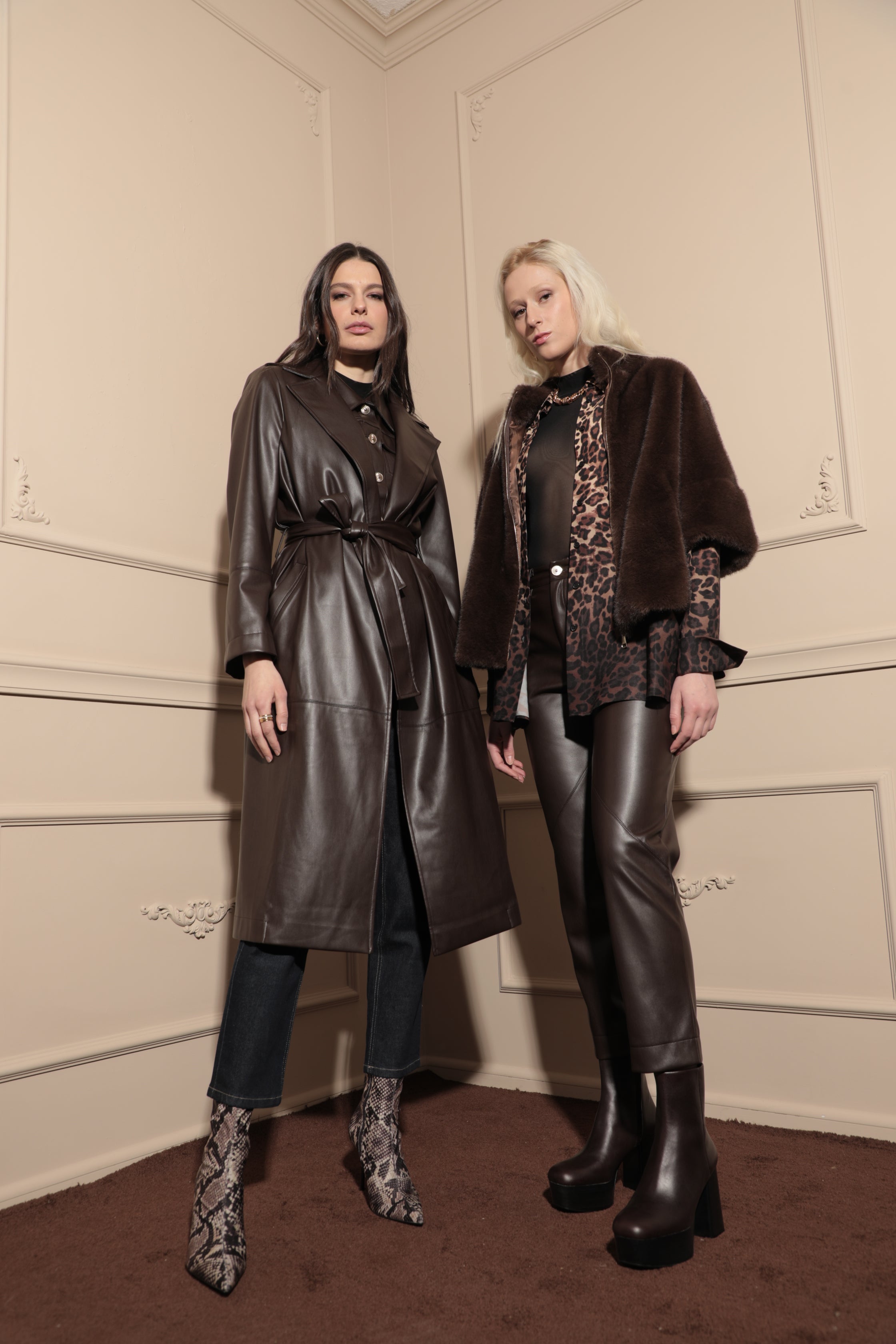 Trench Bruna en cuir vegan Moka