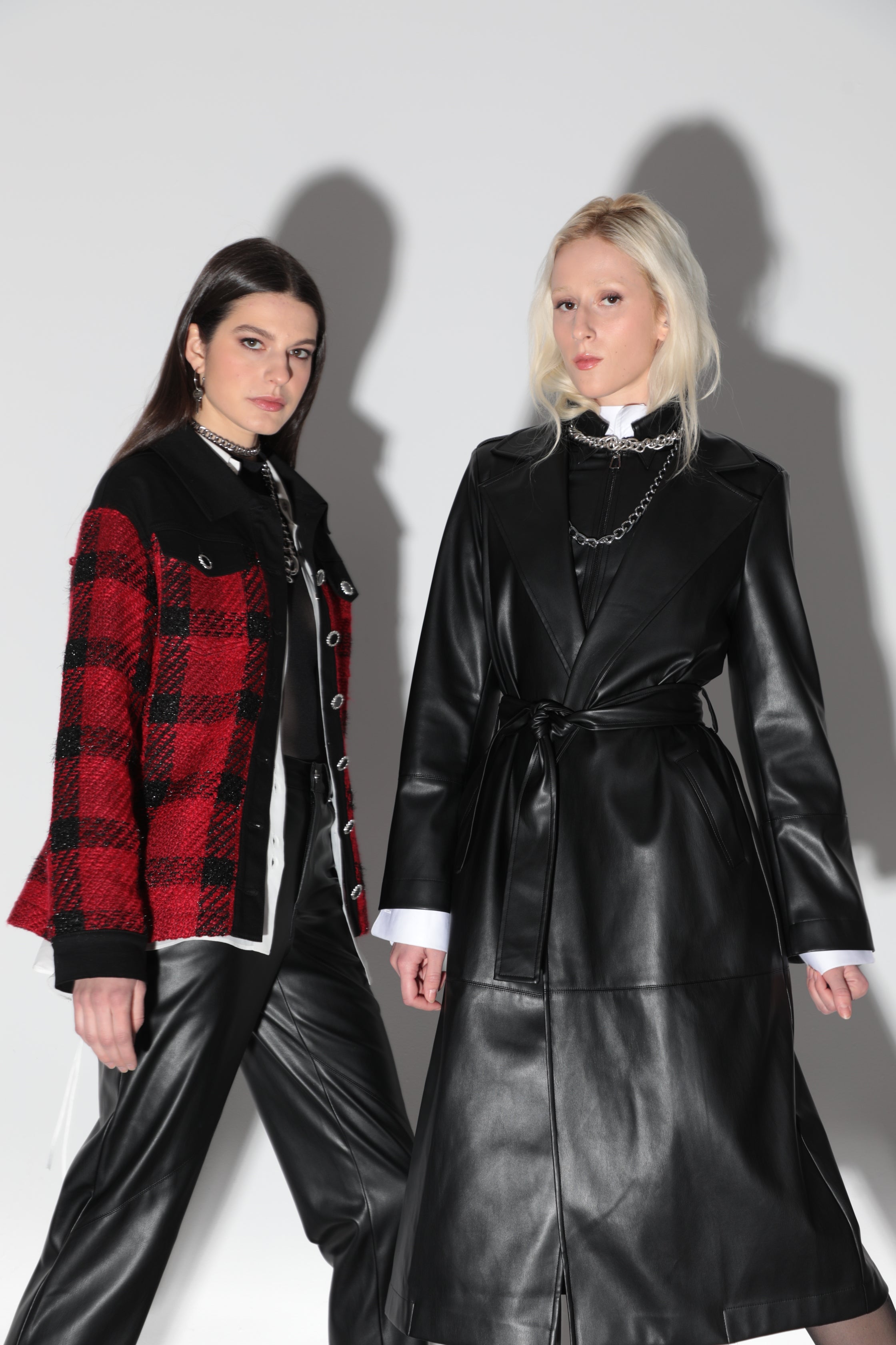 Veste Sia en tweed rouge et noir