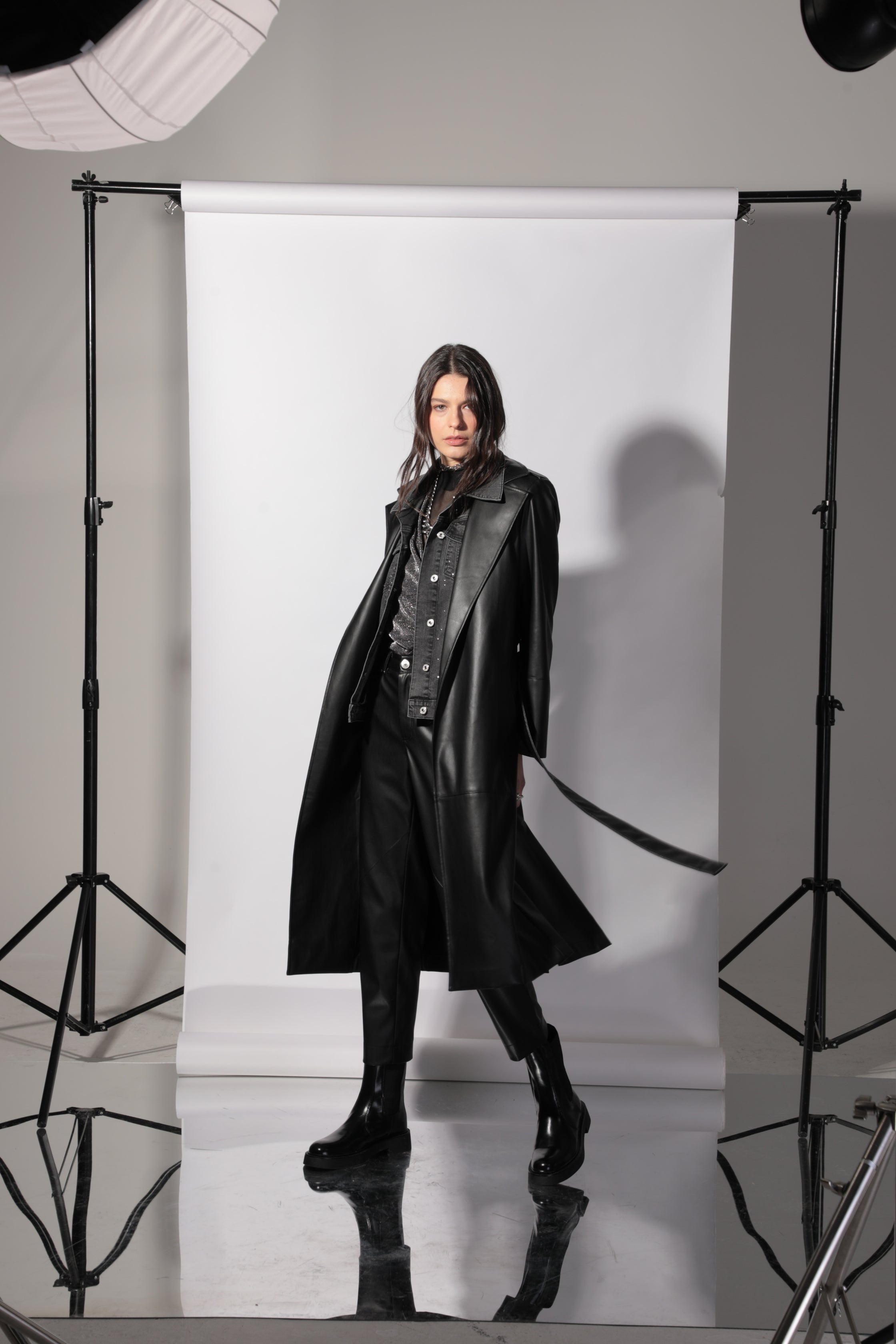 Trench Bruna en cuir vegan Noir