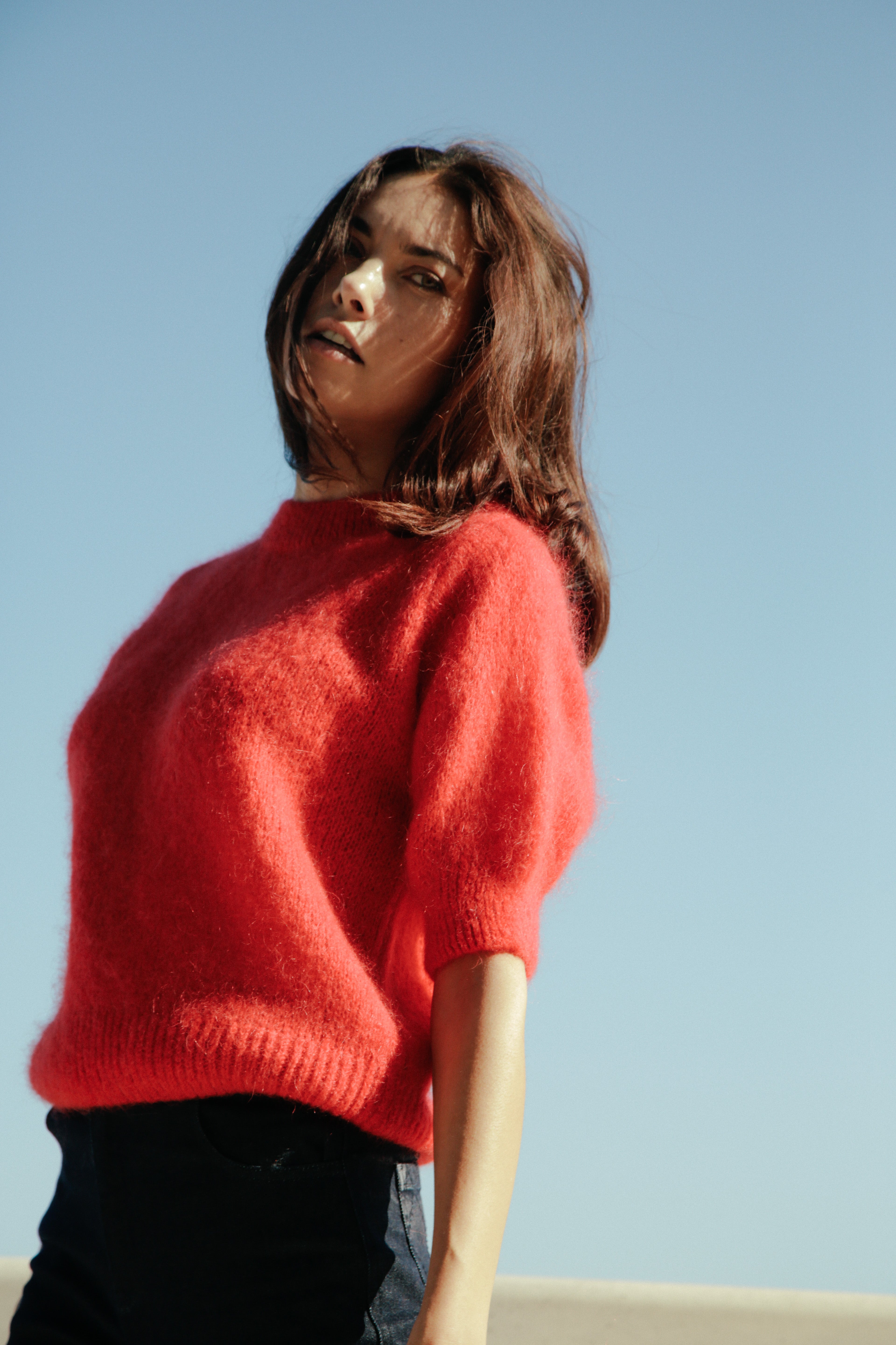 Pull Liza en mohair à manches courtes