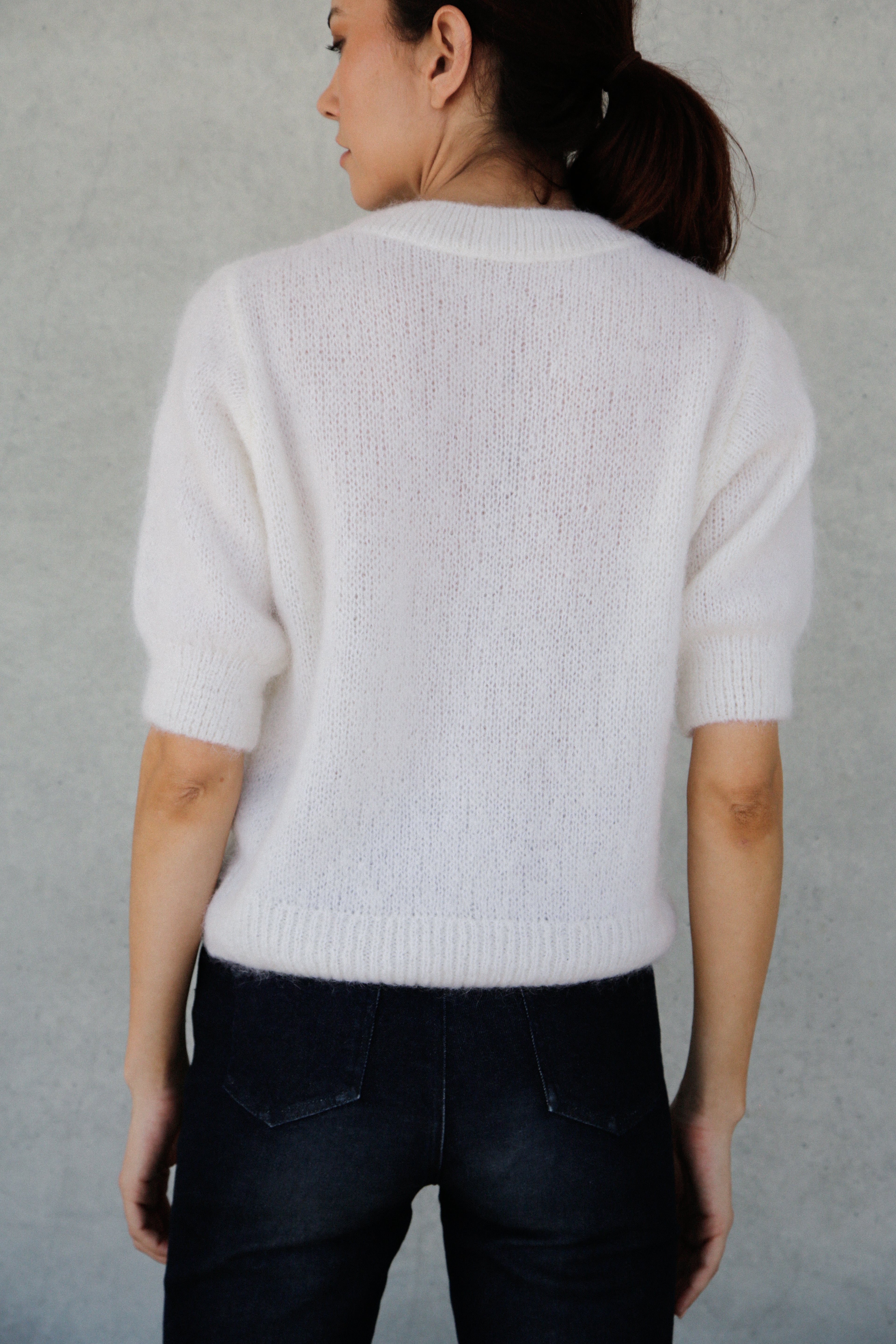 Pull Liza en mohair à manches courte Blanc