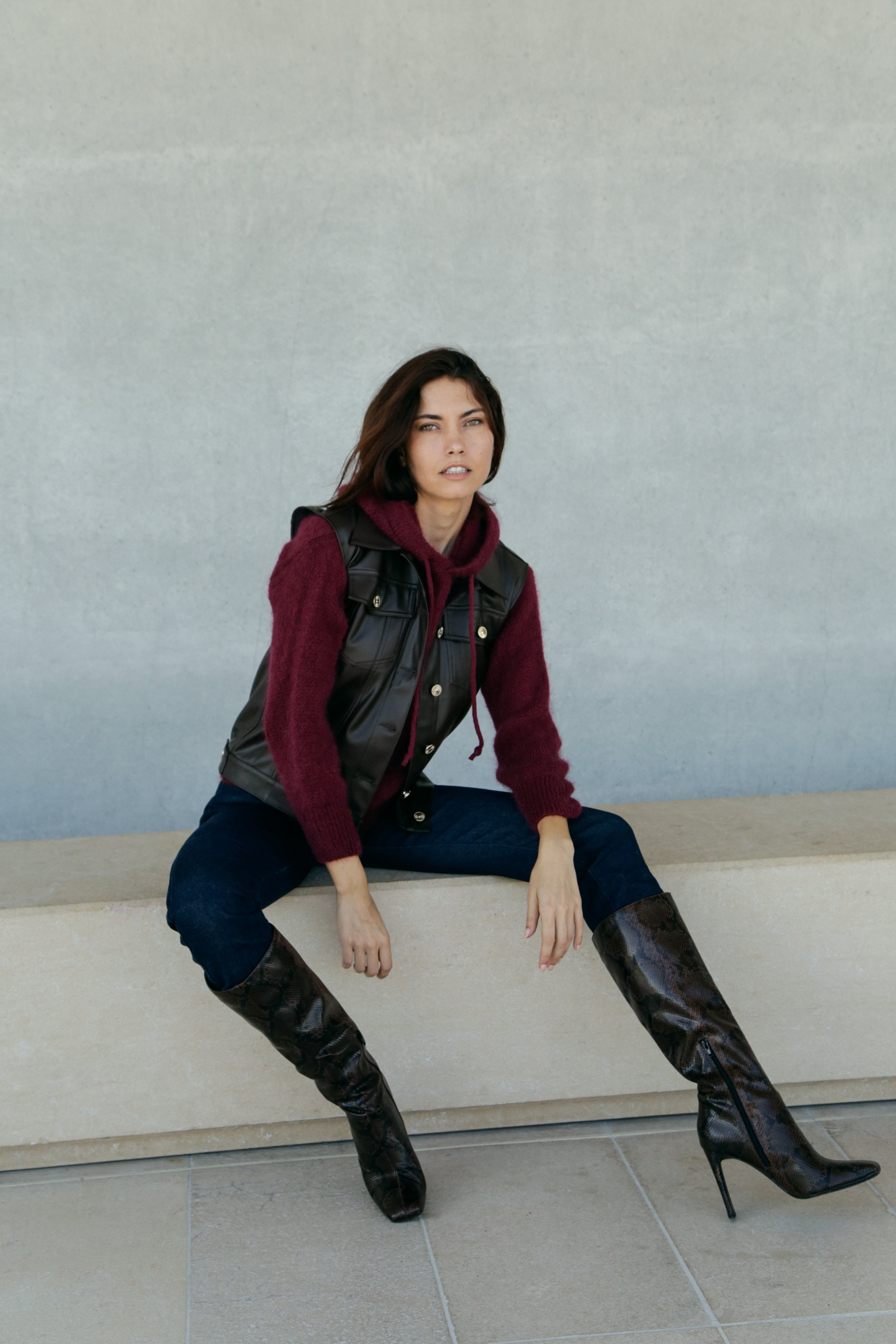 Sweat Gulia en mohair à capuche Wine