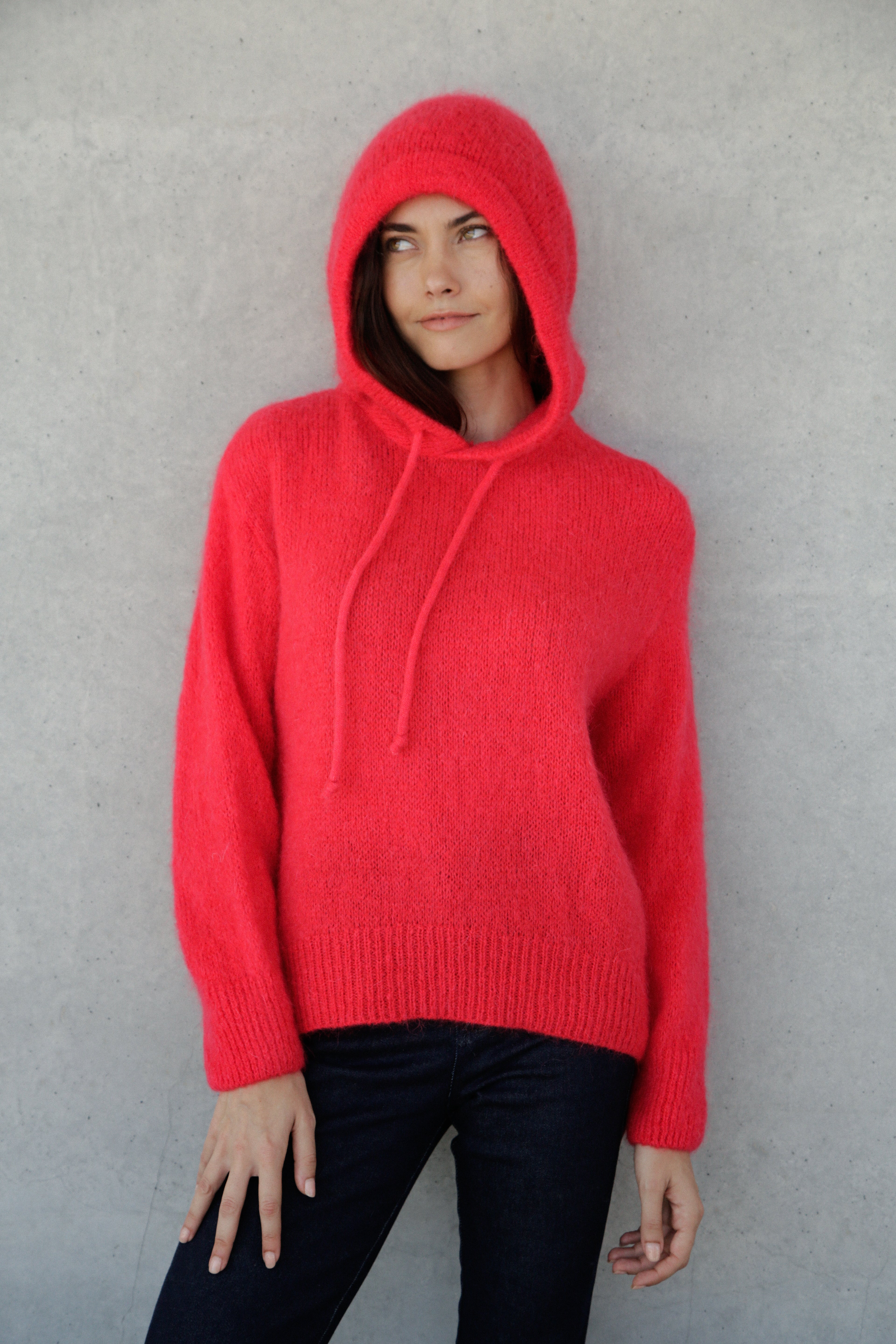 Sweat Gulia en mohair à capuche Rouge