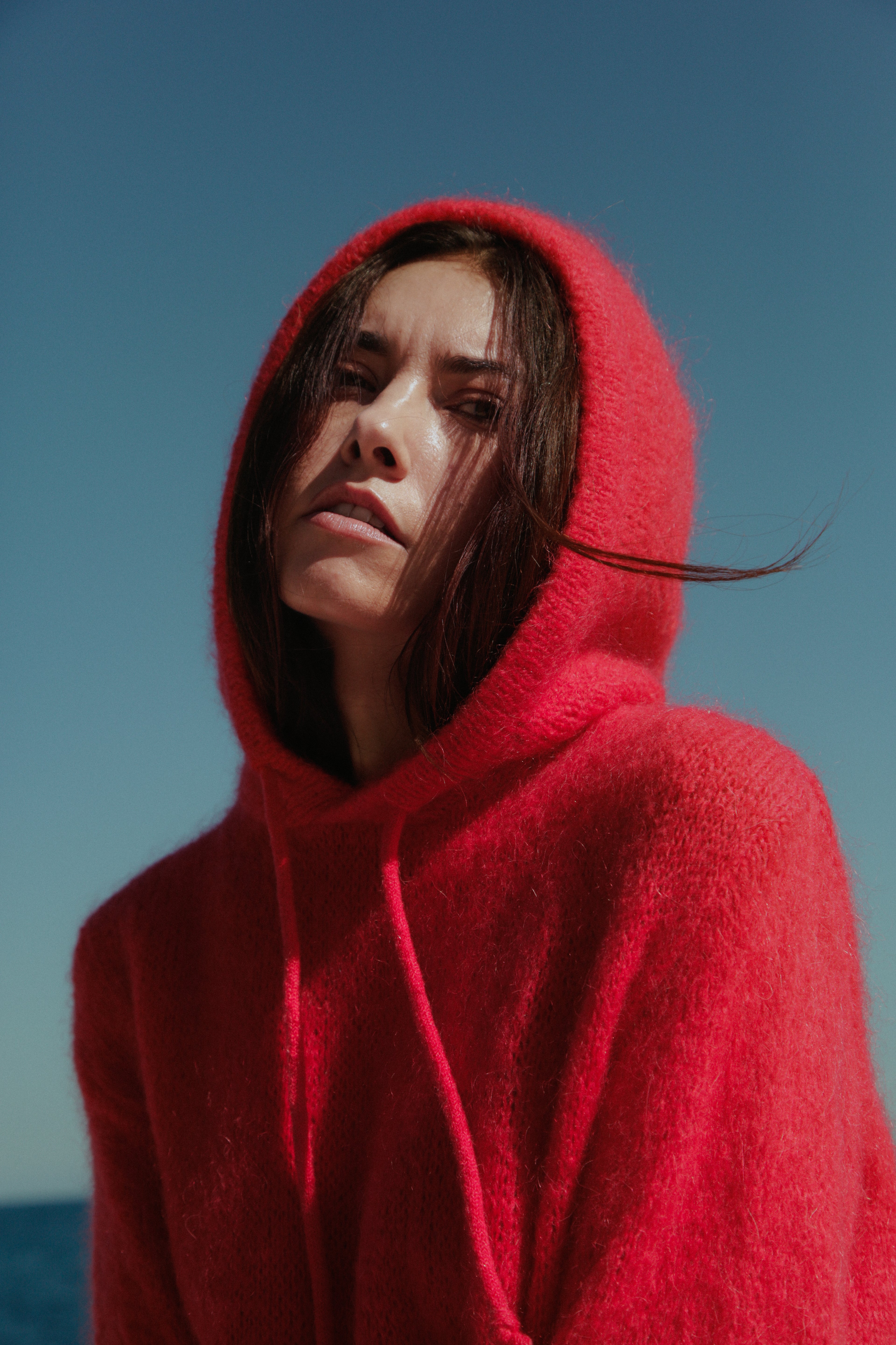 Sweat Gulia en mohair à capuche Rouge