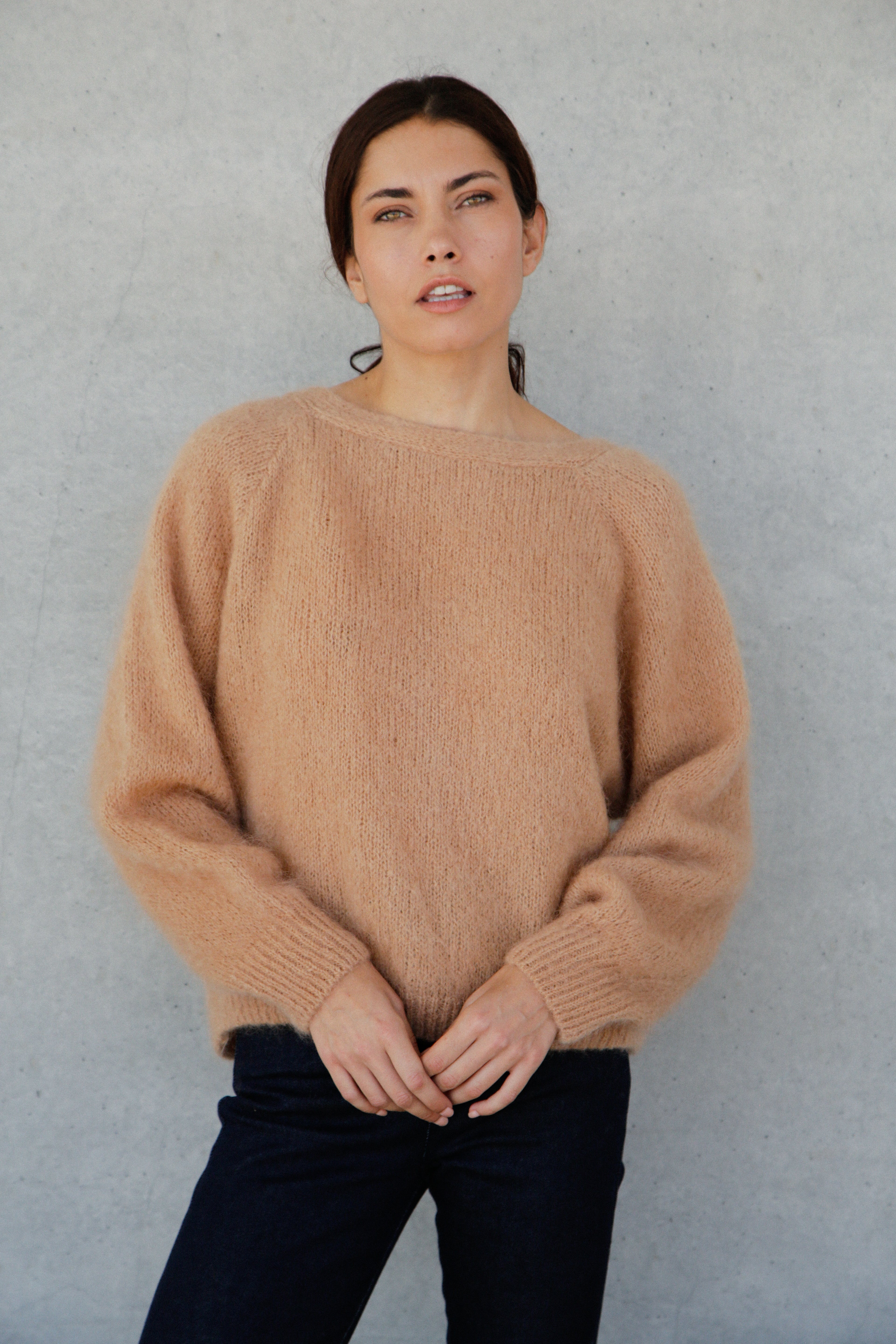 Pull en mohair Flore dos noué Noisette