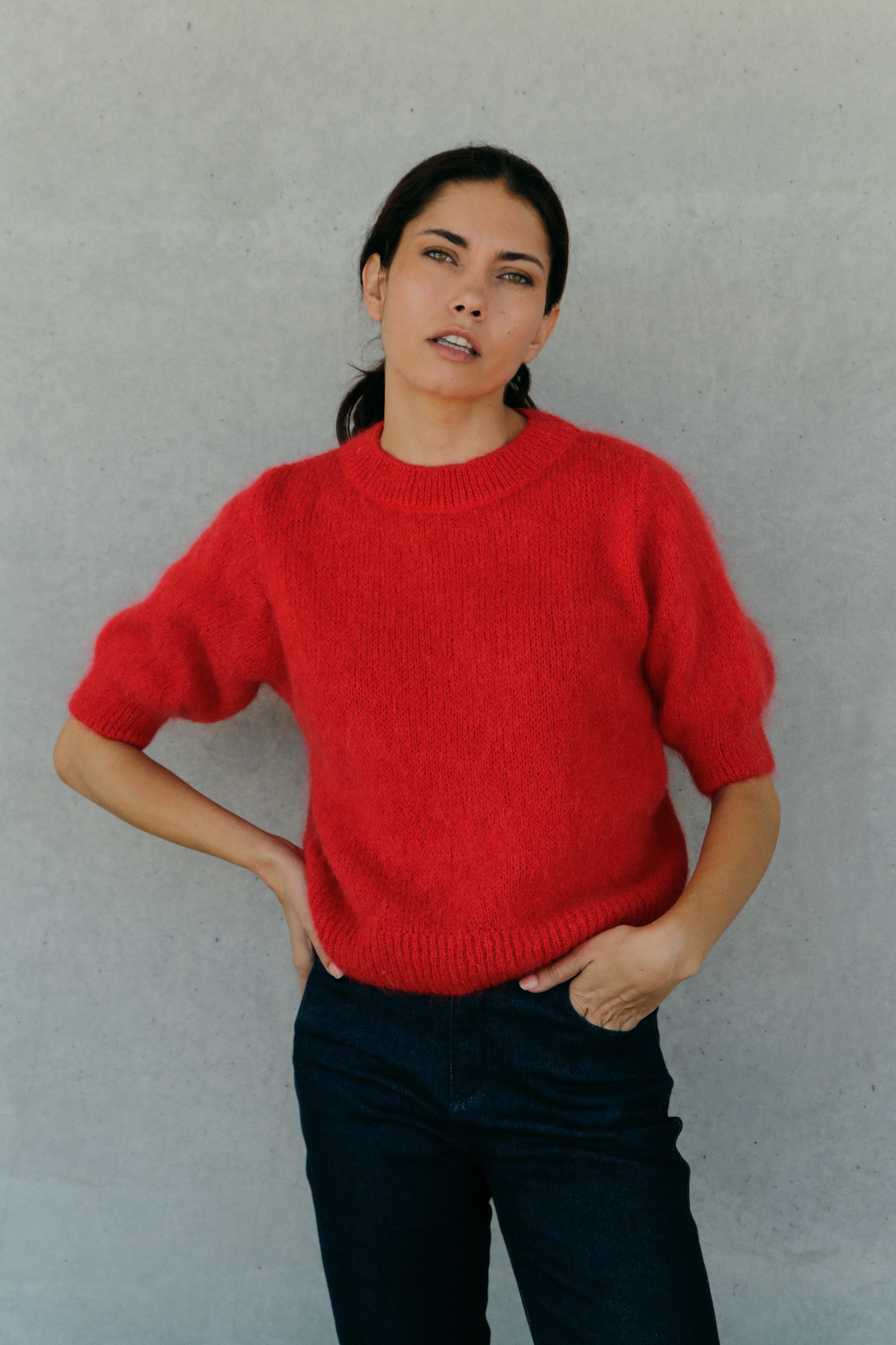 Pull Liza en mohair à manches courtes