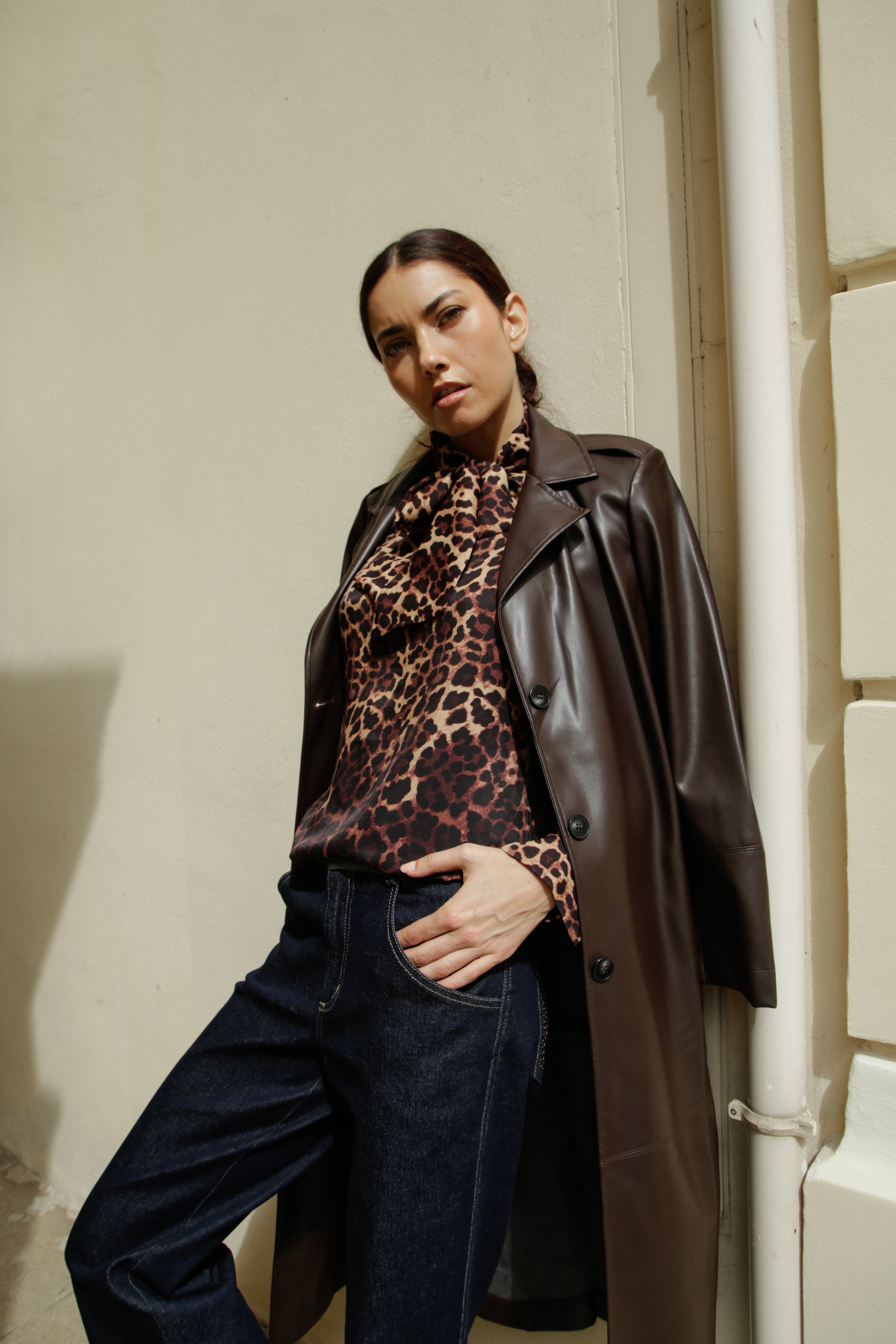 Trench Bruna en cuir vegan Moka