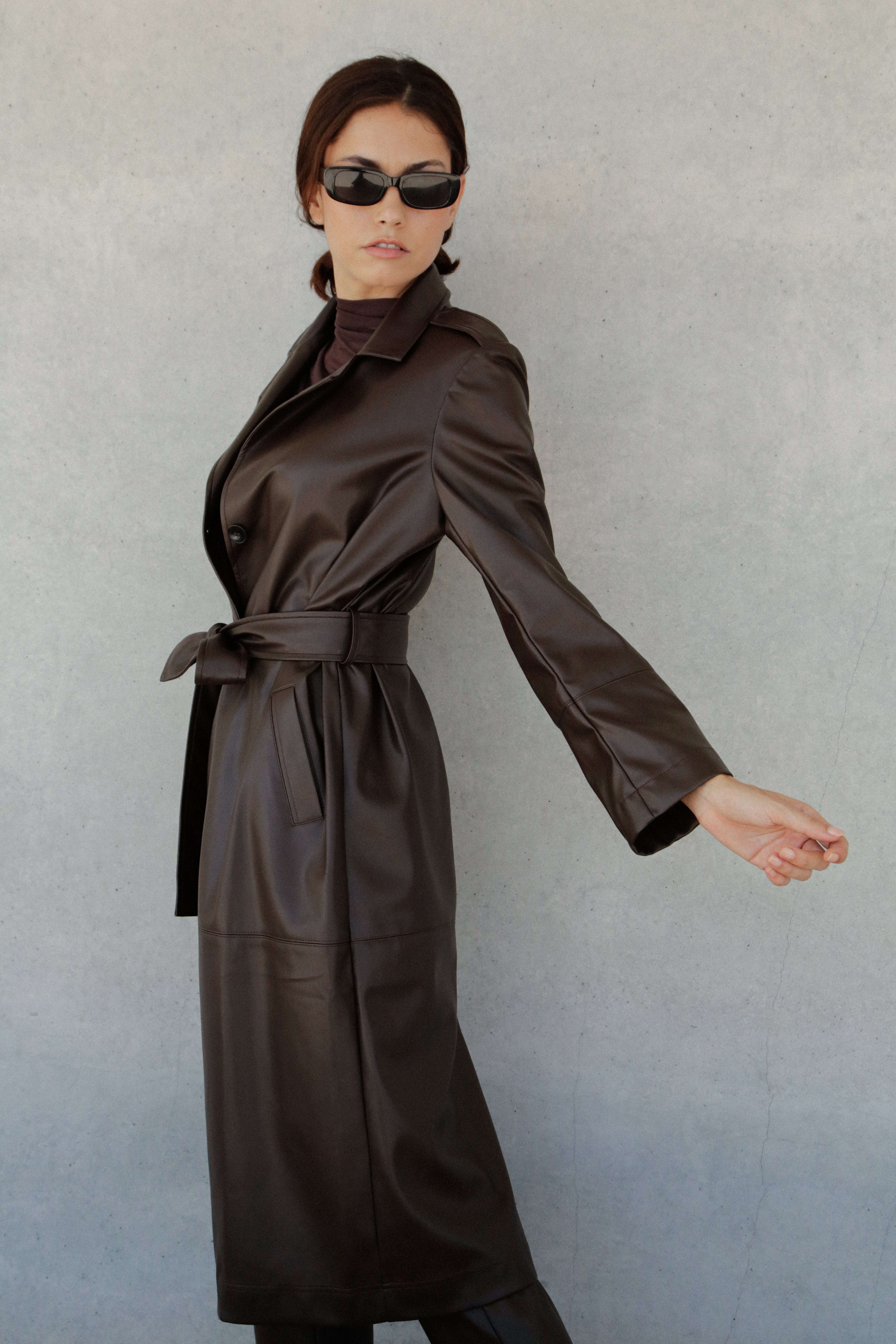 Trench Bruna en cuir vegan Moka