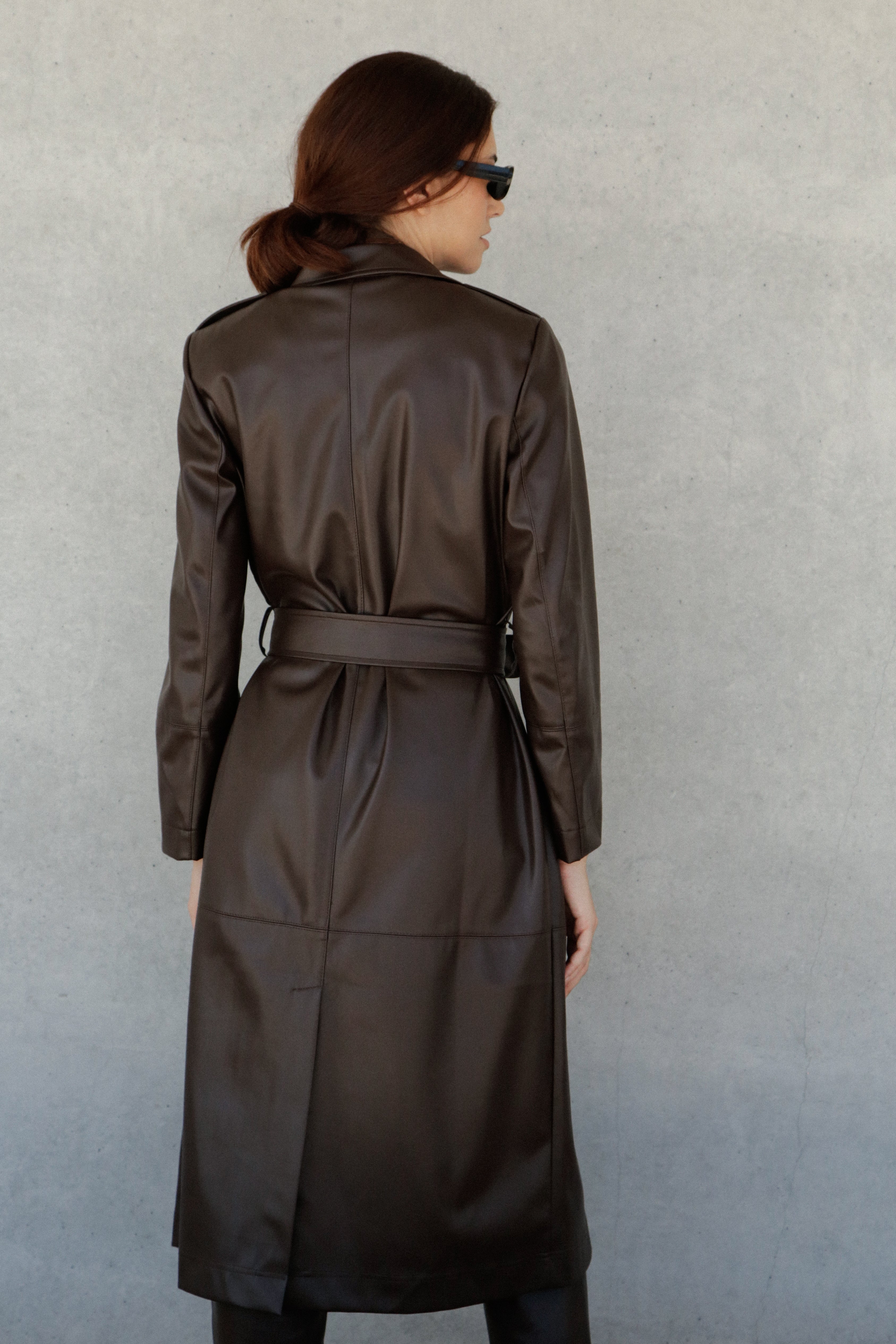Trench Bruna en cuir vegan Moka
