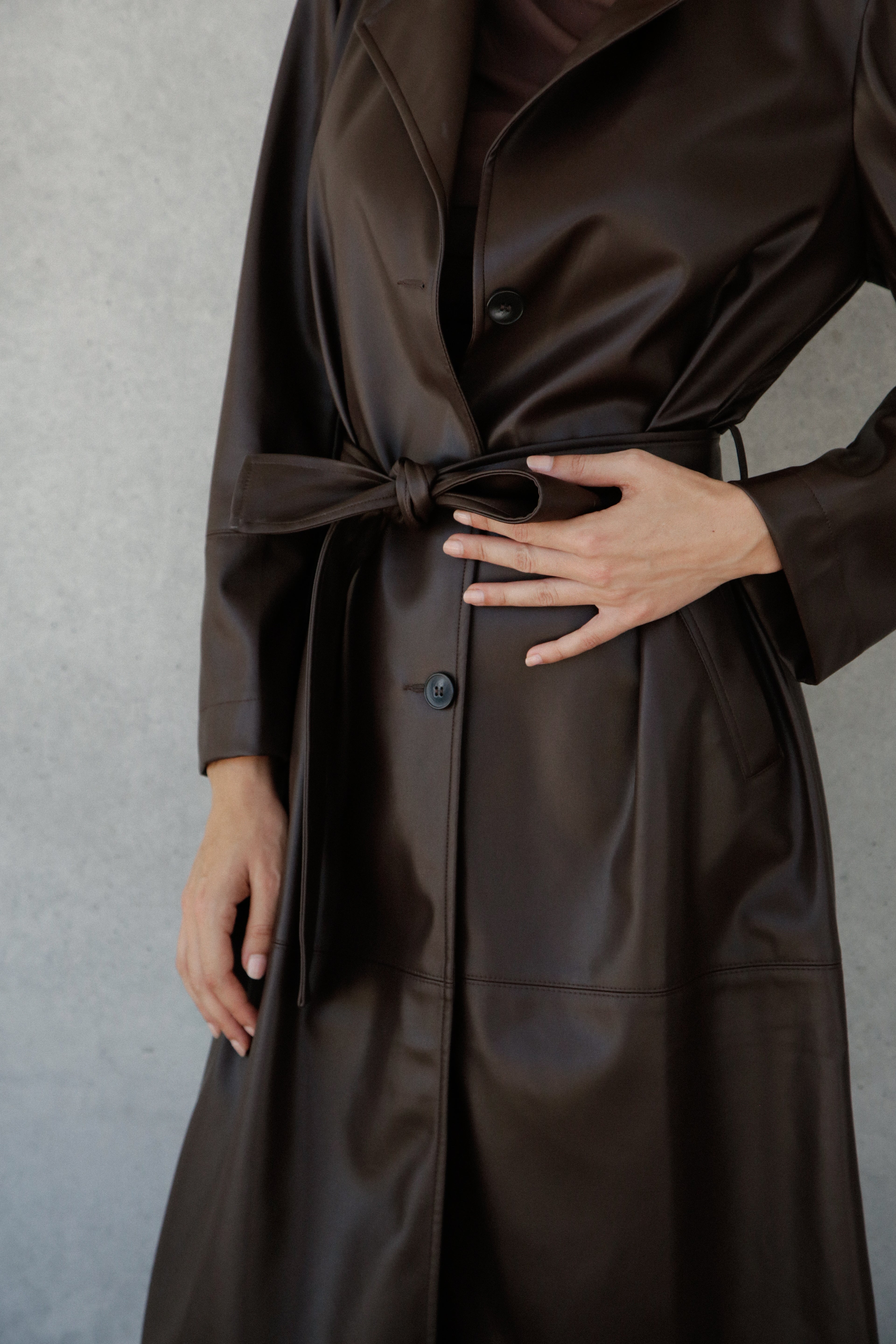 Trench Bruna en cuir vegan Moka