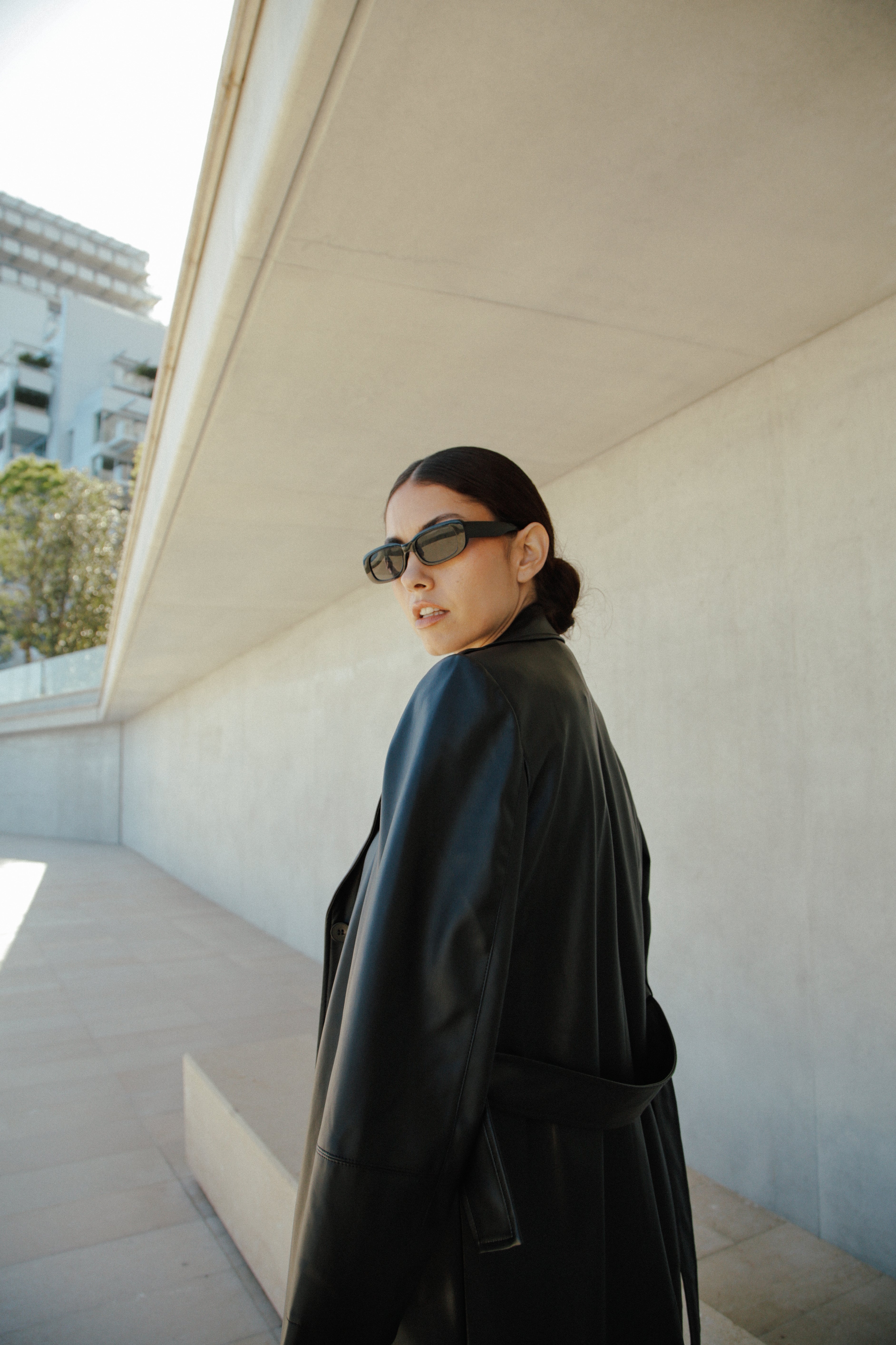 Trench Bruna en cuir vegan Noir