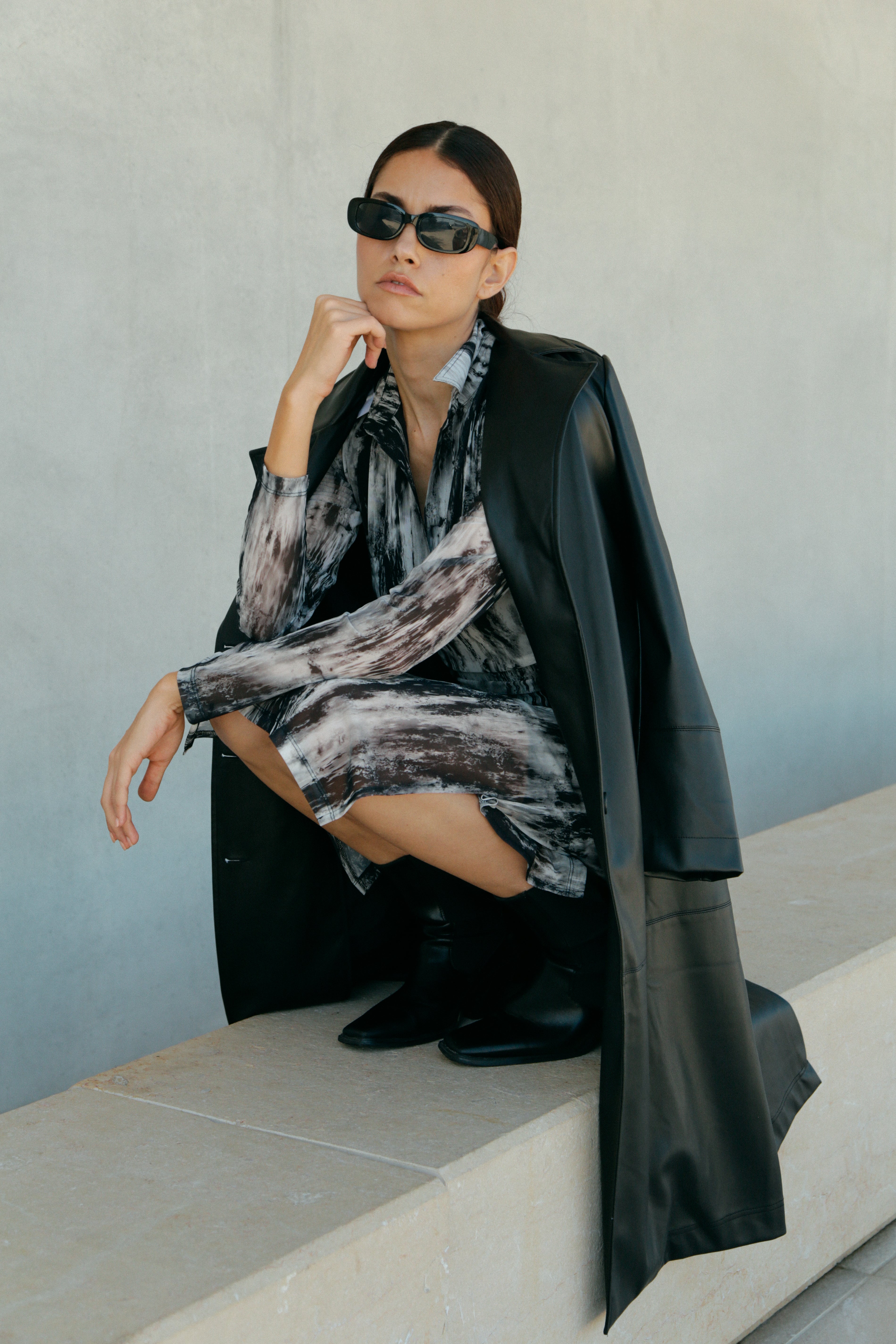 Trench Bruna en cuir vegan Noir